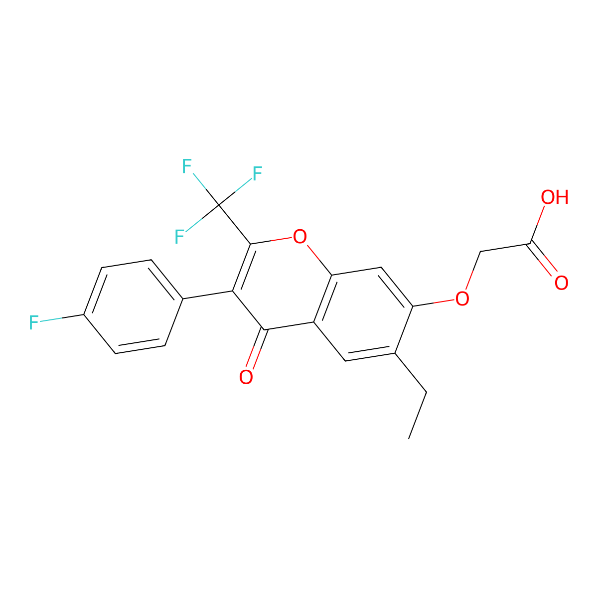 2-[6-ethyl-3-(4-fluorophenyl)-4-oxo-2-(trifluoromethyl)chromen-7-yl]oxyacetic Acid molecular structure, CAS 328018-88-8