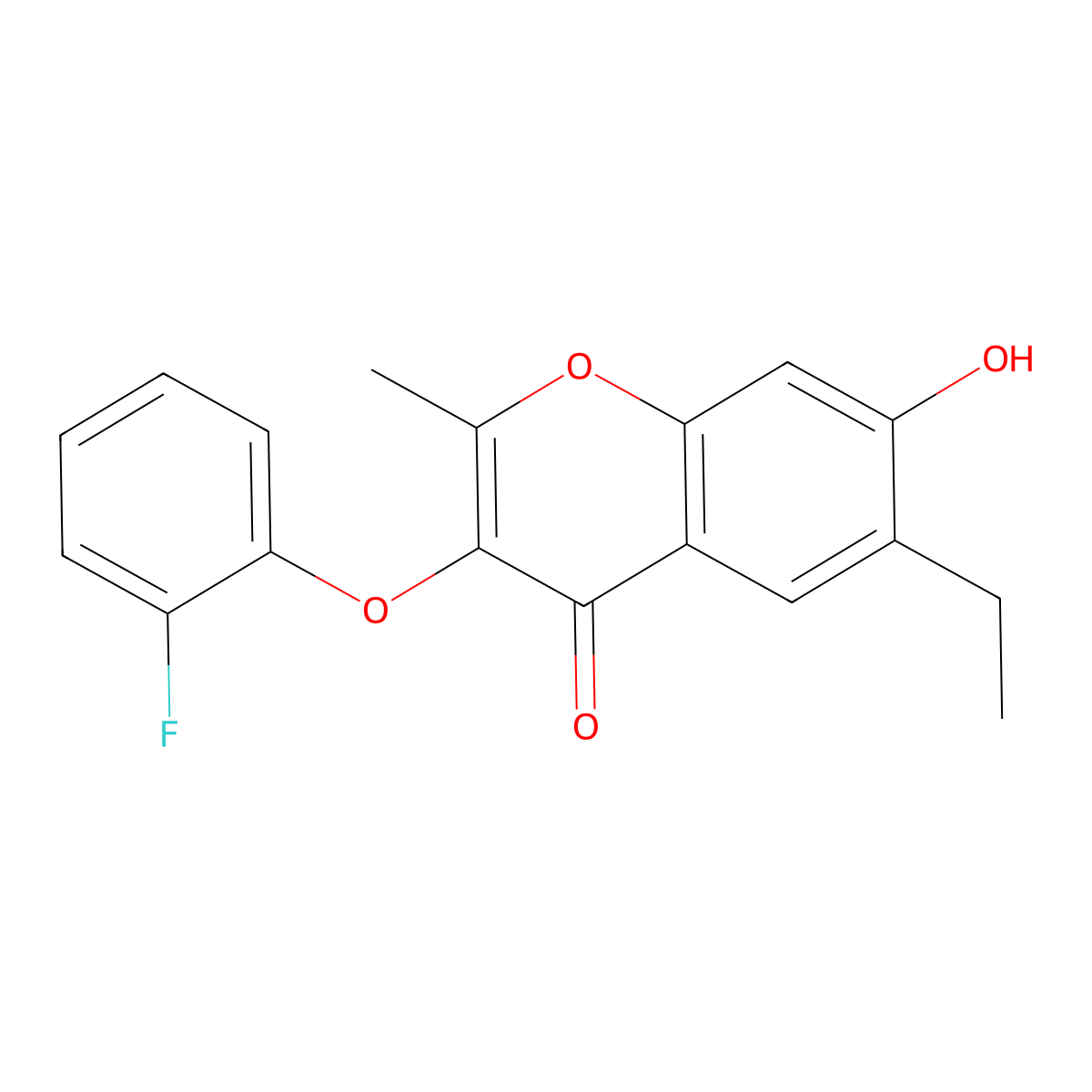 6-Ethyl-3-(2-fluoro-phenoxy)-7-hydroxy-2-methyl-chromen-4-one molecular structure, CAS 328018-97-9