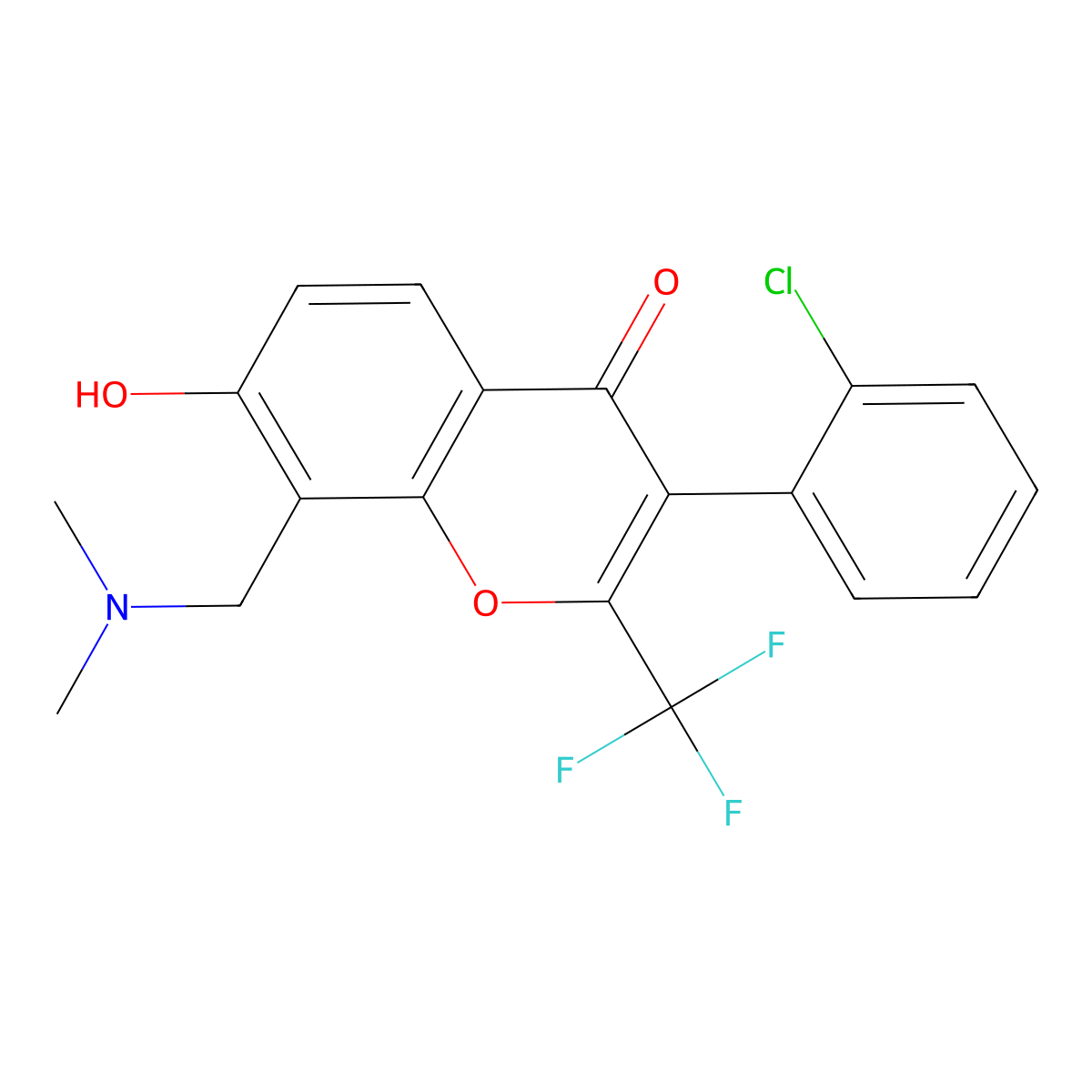 3-(2-chlorophenyl)-8-[(dimethylamino)methyl]-7-hydroxy-2-(trifluoromethyl)-4H-chromen-4-one molecular structure, CAS 328019-71-2