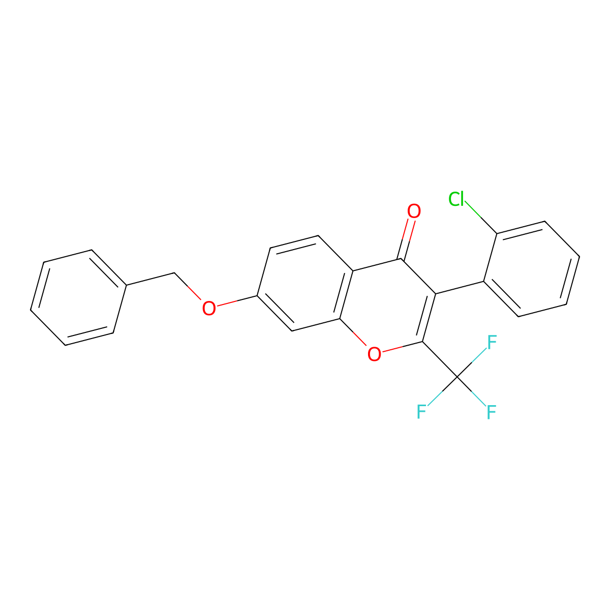 7-(benzyloxy)-3-(2-chlorophenyl)-2-(trifluoromethyl)-4H-chromen-4-one molecular structure, CAS 328019-73-4