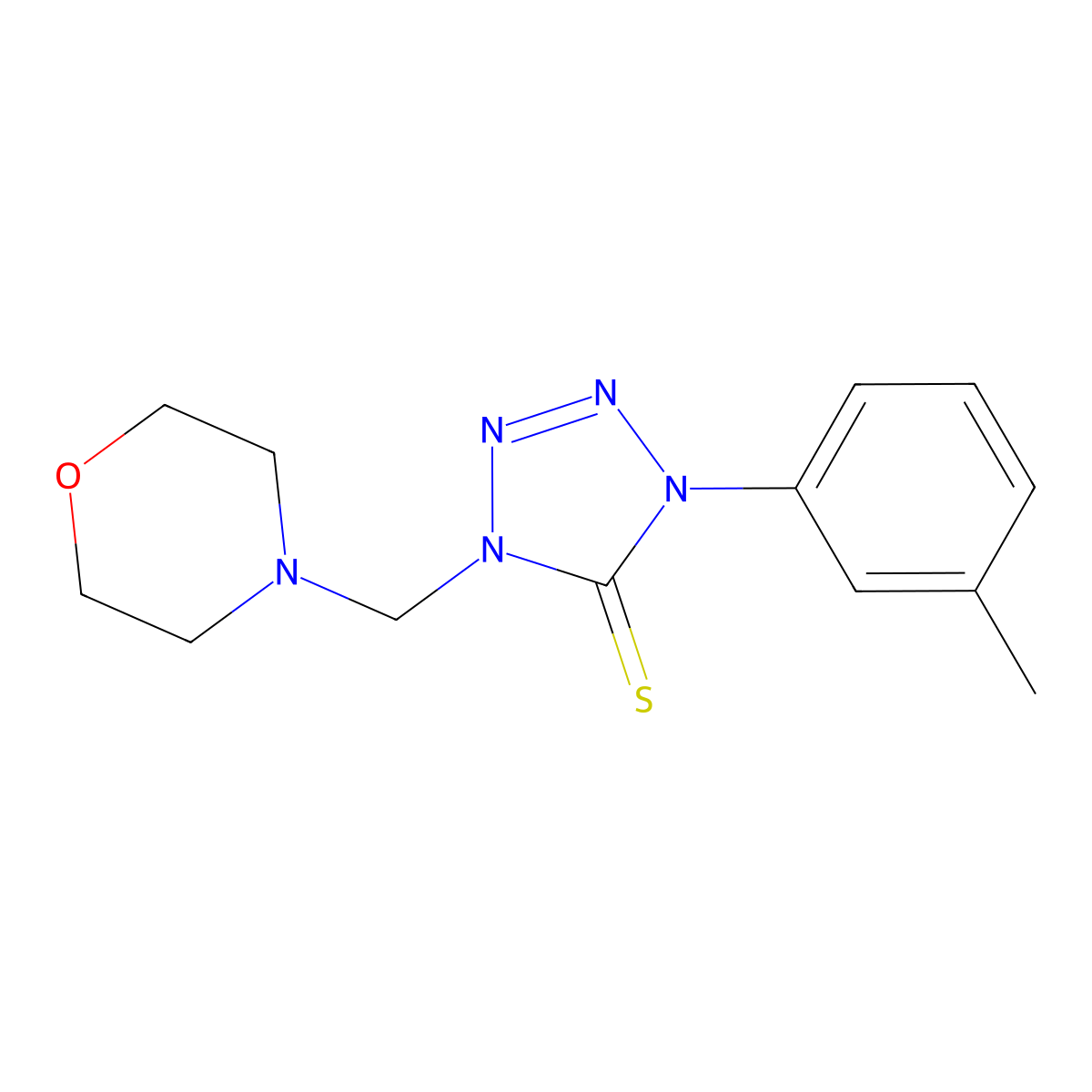 1-(3-methylphenyl)-4-(morpholin-4-ylmethyl)-1,4-dihydro-5H-tetrazole-5-thione molecular structure, CAS 328020-37-7