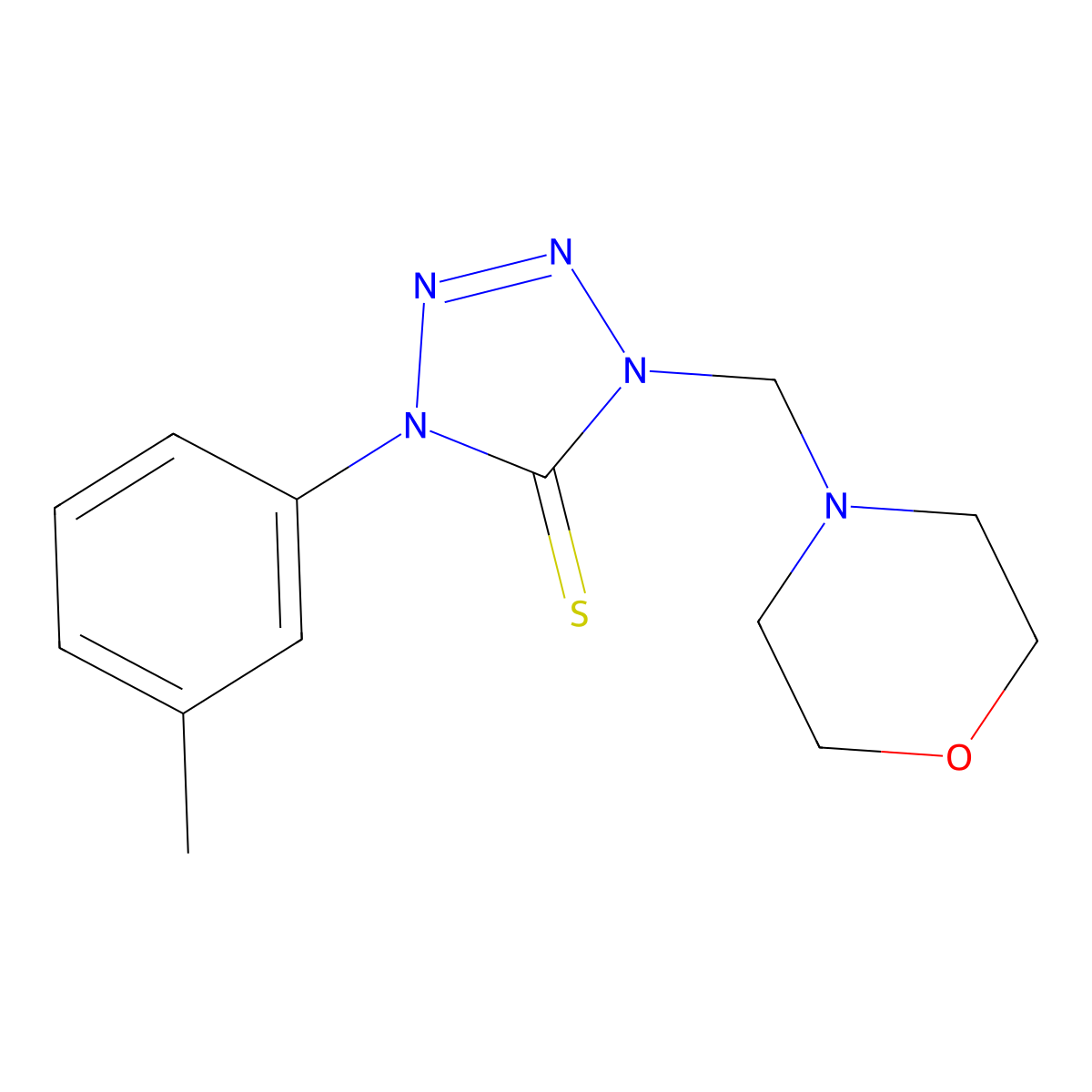 1-(3-methylphenyl)-4-(morpholin-4-ylmethyl)-1,4-dihydro-5H-tetrazole-5-thione molecular structure, CAS 328020-37-7