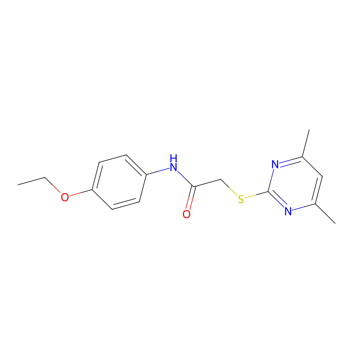 2-((4,6-Dimethylpyrimidin-2-yl)thio)-N-(4-ethoxyphenyl)acetamide molecular structure, CAS 328020-43-5