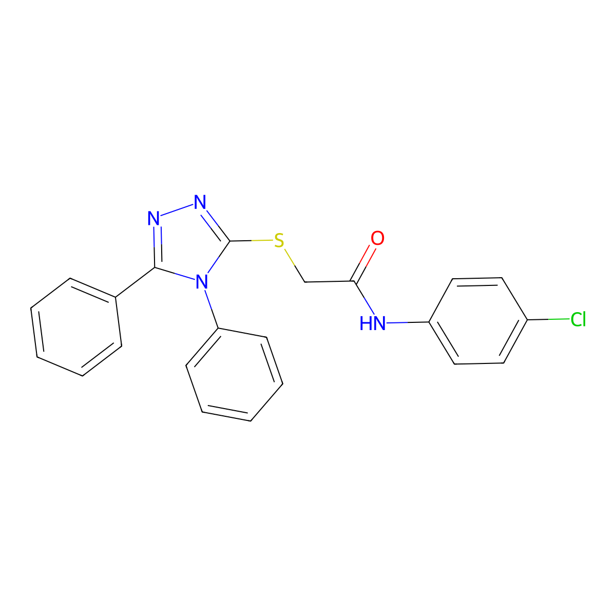 N-(4-Chlorophenyl)-2-((4,5-diphenyl-4H-1,2,4-triazol-3-yl)thio)acetamide molecular structure, CAS 328020-51-5