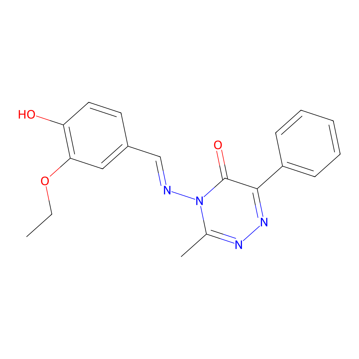 4-[[(3-Ethoxy-4-hydroxyphenyl)methylene]amino]-3-methyl-6-phenyl-1,2,4-triazin-5(4H)-one molecular structure, CAS 328020-76-4