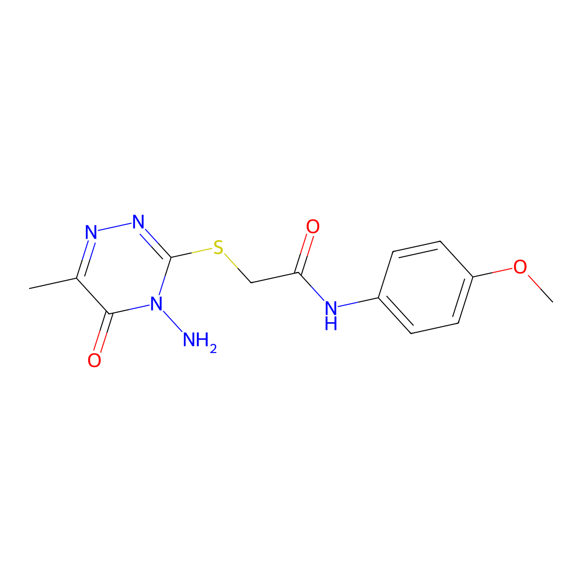 2-[(4-amino-6-methyl-5-oxo-4,5-dihydro-1,2,4-triazin-3-yl)sulfanyl]-N-(4-methoxyphenyl)acetamide molecular structure, CAS 328020-93-5