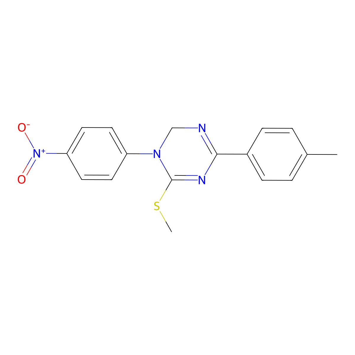 6-(Methylthio)-1-(4-nitrophenyl)-4-(p-tolyl)-1,2-dihydro-1,3,5-triazine molecular structure, CAS 328021-27-8