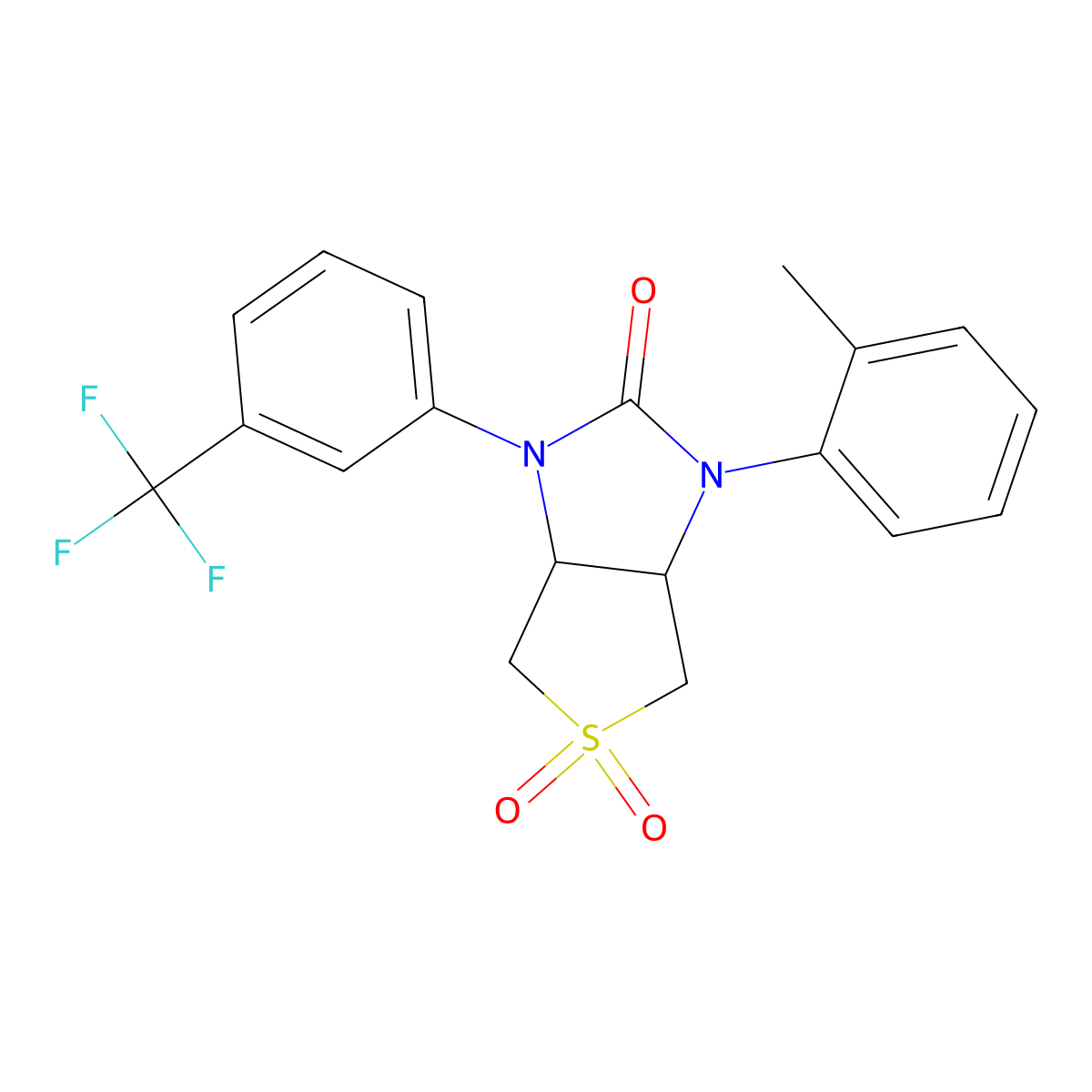 1-(2-methylphenyl)-3-[3-(trifluoromethyl)phenyl]tetrahydro-1H-thieno[3,4-d]imidazol-2(3H)-one 5,5-dioxide molecular structure, CAS 328021-43-8