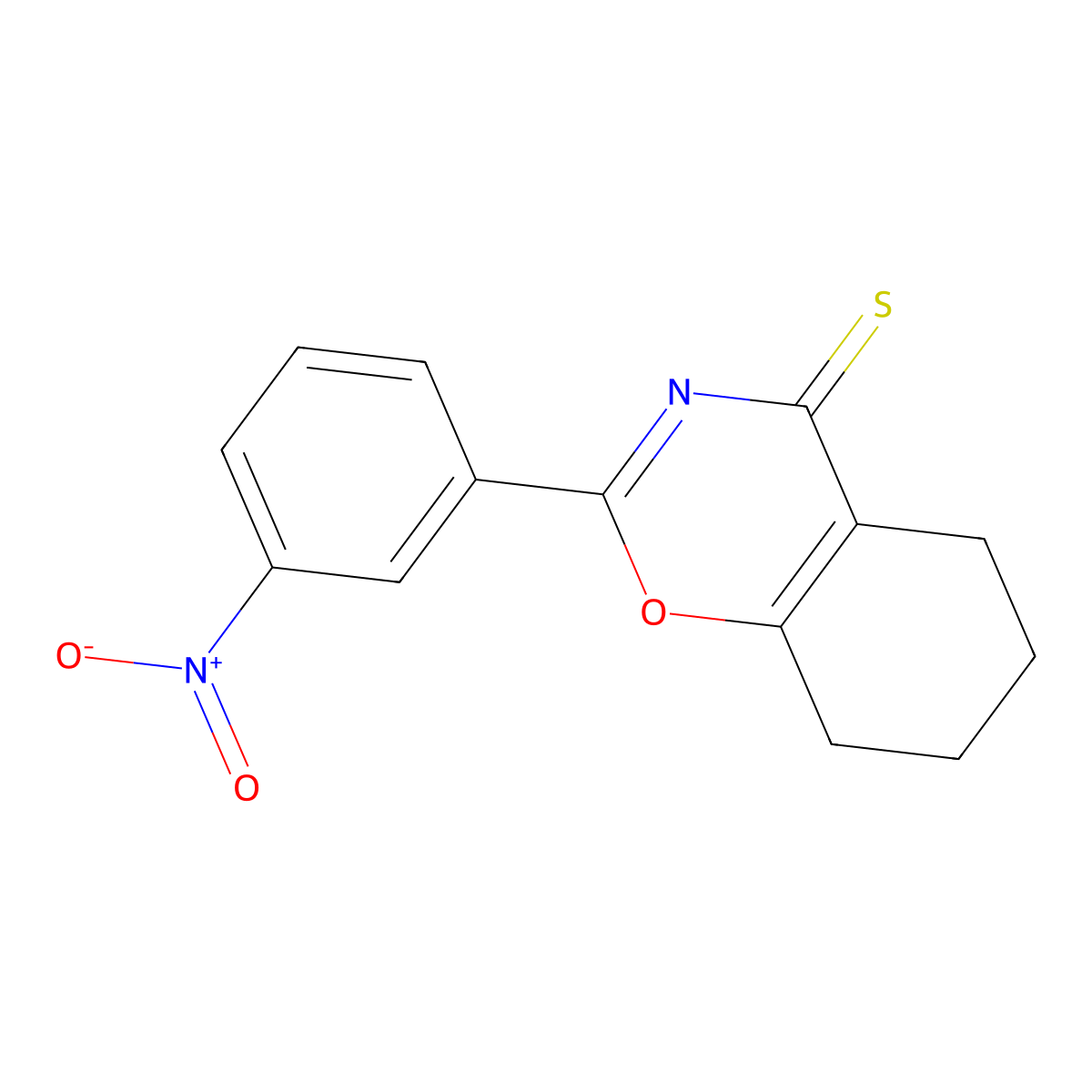 2-(3-nitrophenyl)-5,6,7,8-tetrahydro-4H-1,3-benzoxazine-4-thione molecular structure, CAS 328021-49-4
