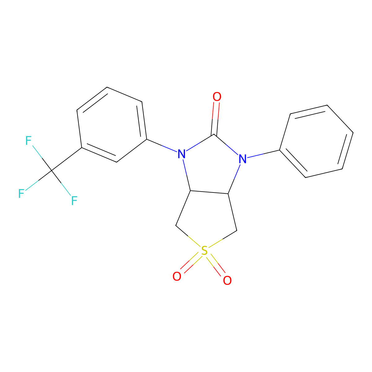 1-phenyl-3-(3-(trifluoromethyl)phenyl)tetrahydro-1H-thieno[3,4-d]imidazol-2(3H)-one 5,5-dioxide molecular structure, CAS 328021-54-1