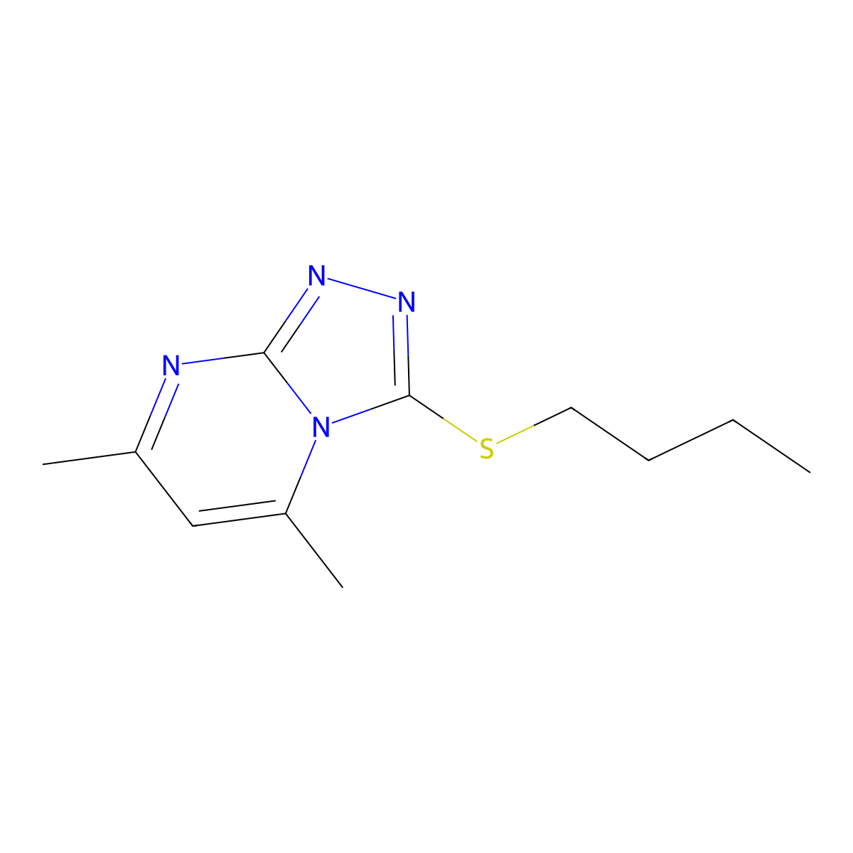 3-Butylsulfanyl-5,7-dimethyl-[1,2,4]triazolo[4,3-a]pyrimidine molecular structure, CAS 328022-00-0