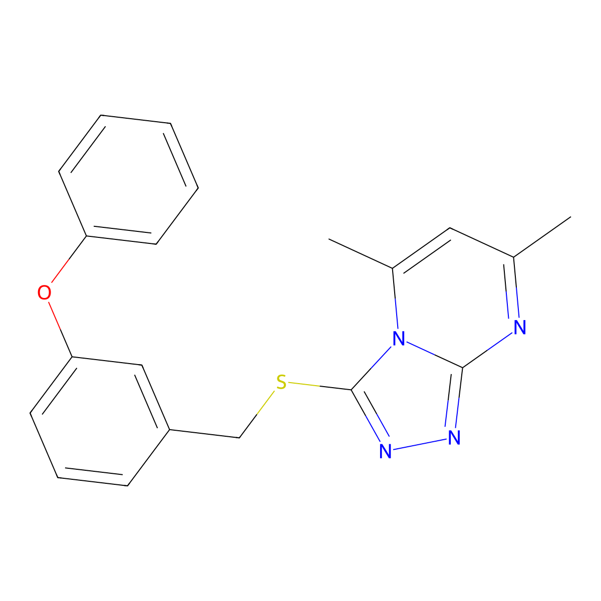 5,7-Dimethyl-3-(3-phenoxy-benzylsulfanyl)-[1,2,4]triazolo[4,3-a]pyrimidine molecular structure, CAS 328022-02-2