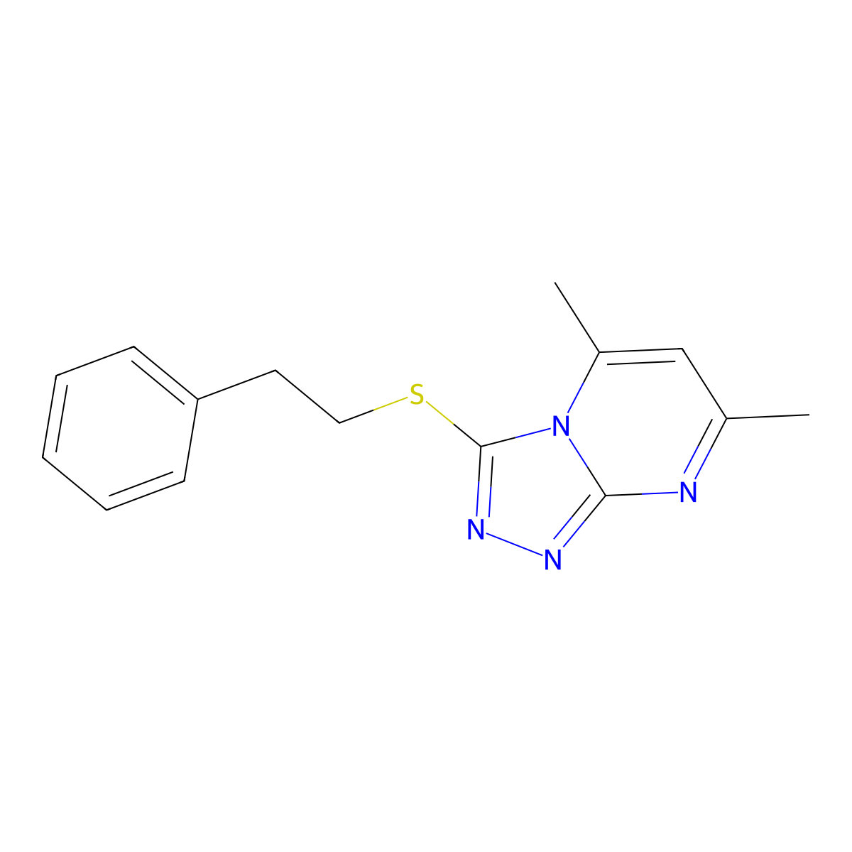 5,7-Dimethyl-3-phenethylsulfanyl-[1,2,4]triazolo[4,3-a]pyrimidine molecular structure, CAS 328022-03-3
