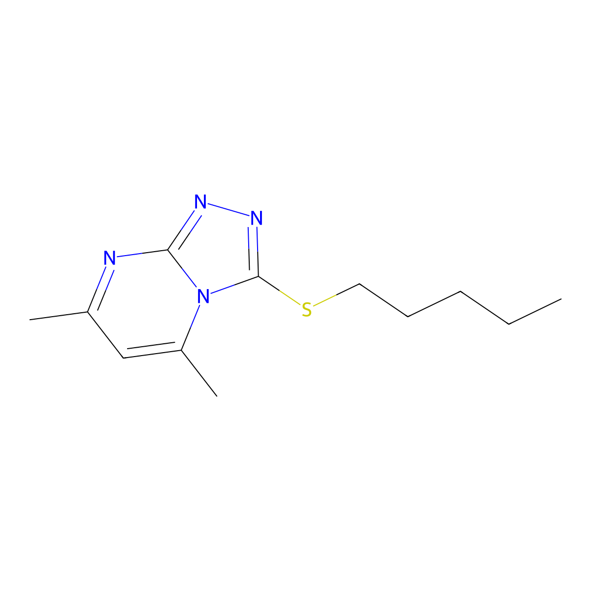 5,7-Dimethyl-3-(pentylsulfanyl)[1,2,4]triazolo[4,3-a]pyrimidine molecular structure, CAS 328022-04-4