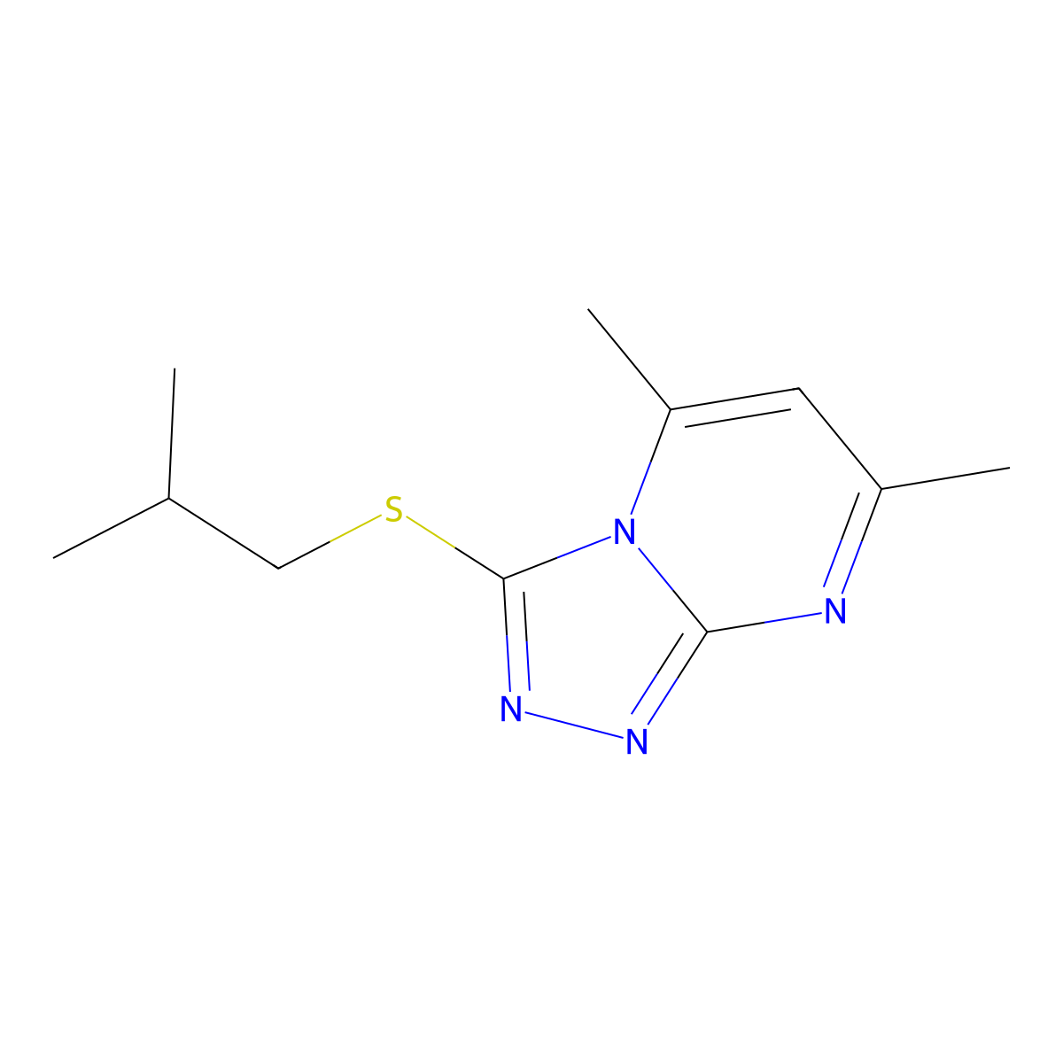 3-(Isobutylsulfanyl)-5,7-dimethyl[1,2,4]triazolo[4,3-a]pyrimidine molecular structure, CAS 328022-05-5