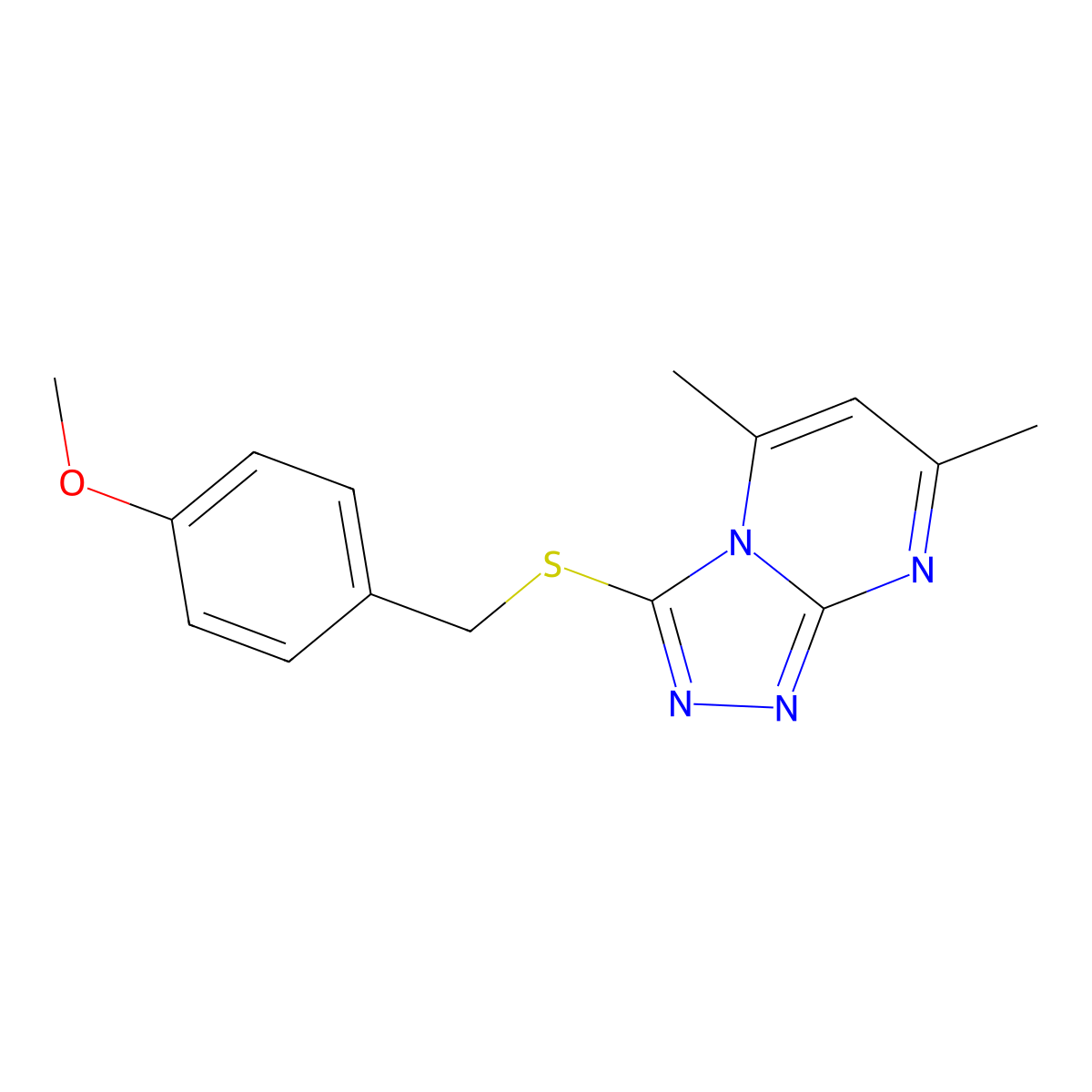 3-[(4-Methoxybenzyl)sulfanyl]-5,7-dimethyl[1,2,4]triazolo[4,3-a]pyrimidine molecular structure, CAS 328022-07-7