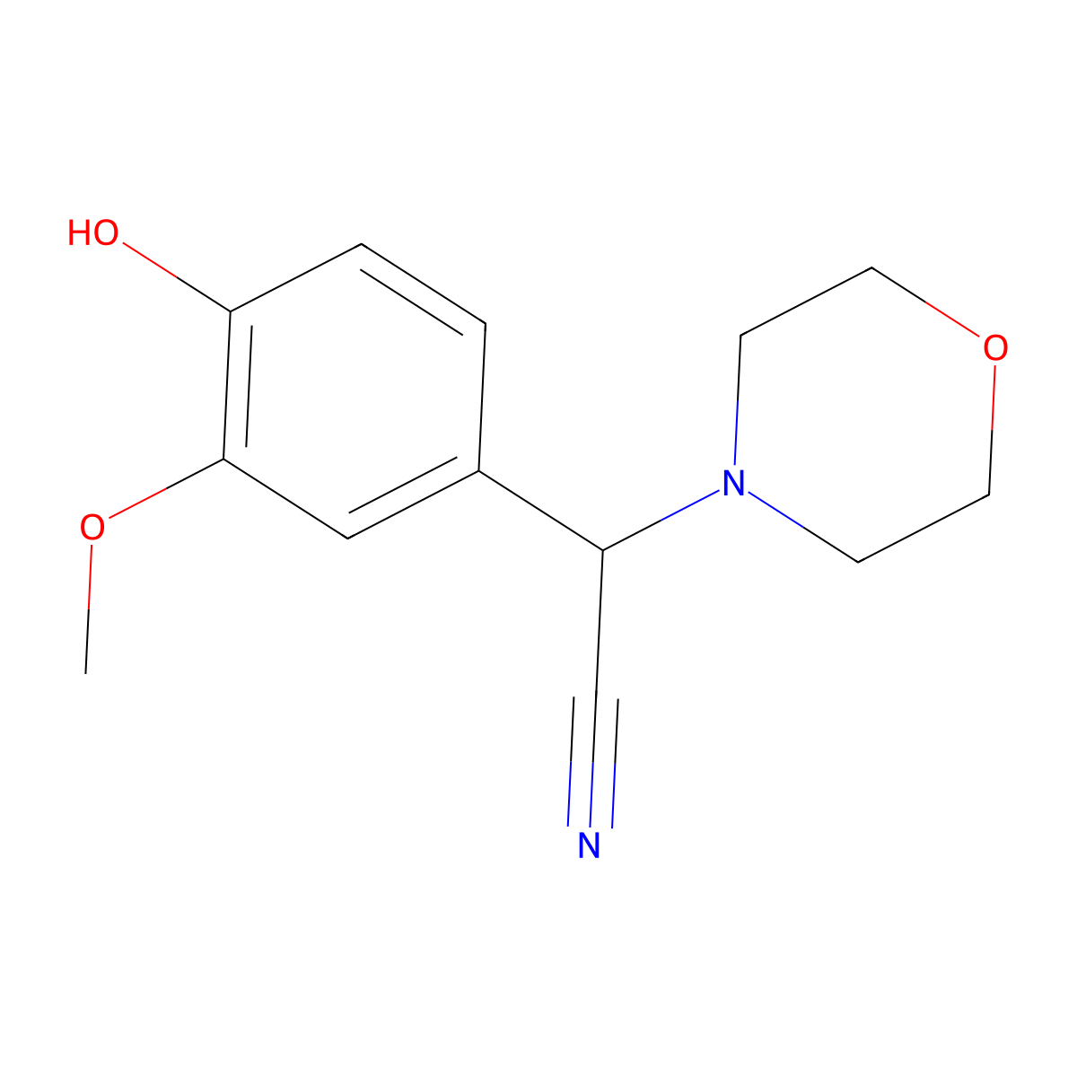 (4-Hydroxy-3-methoxyphenyl)(4-morpholinyl)acetonitrile molecular structure, CAS 328022-14-6
