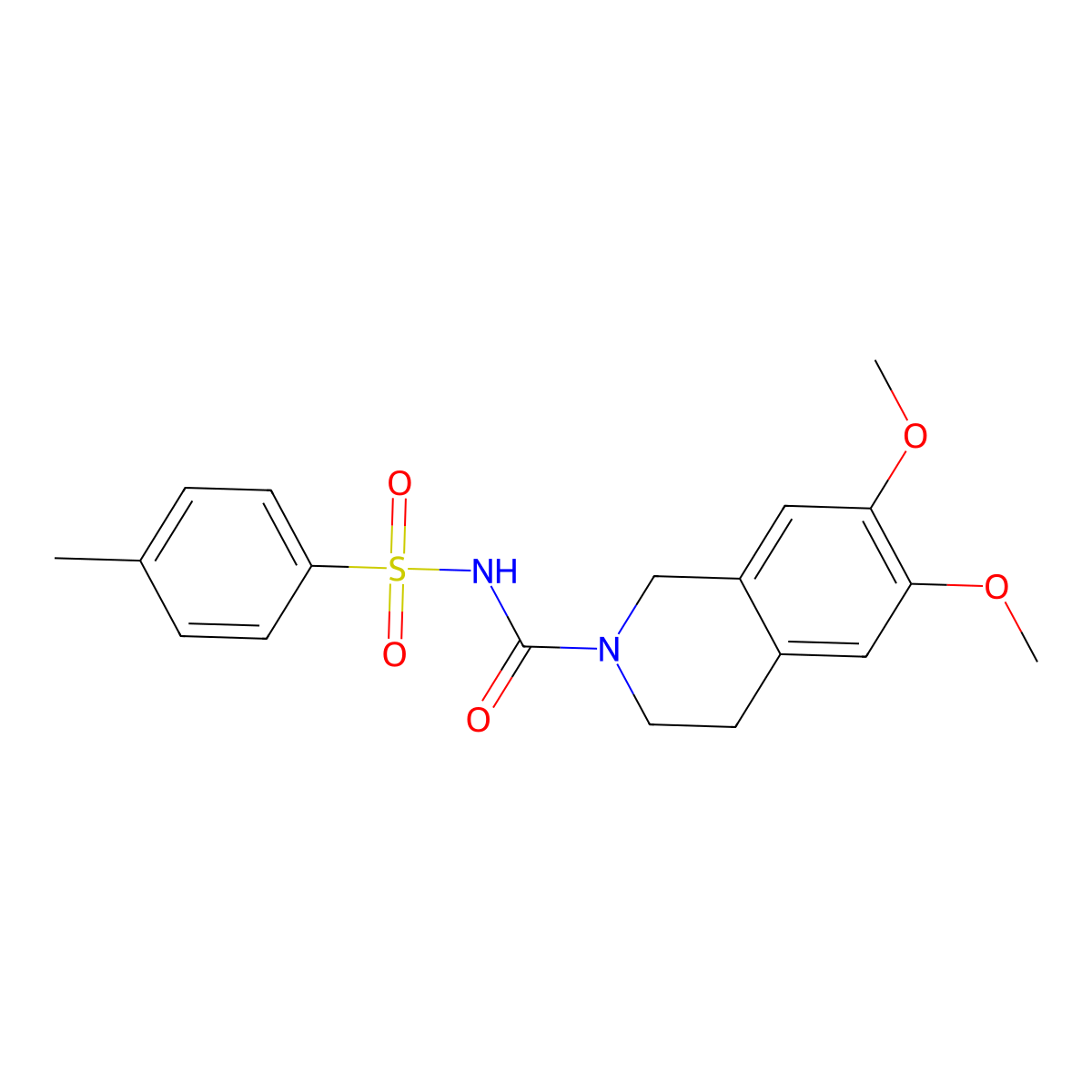 6,7-dimethoxy-N-(4-methylphenyl)sulfonyl-3,4-dihydro-1H-isoquinoline-2-carboxamide molecular structure, CAS 328022-42-0