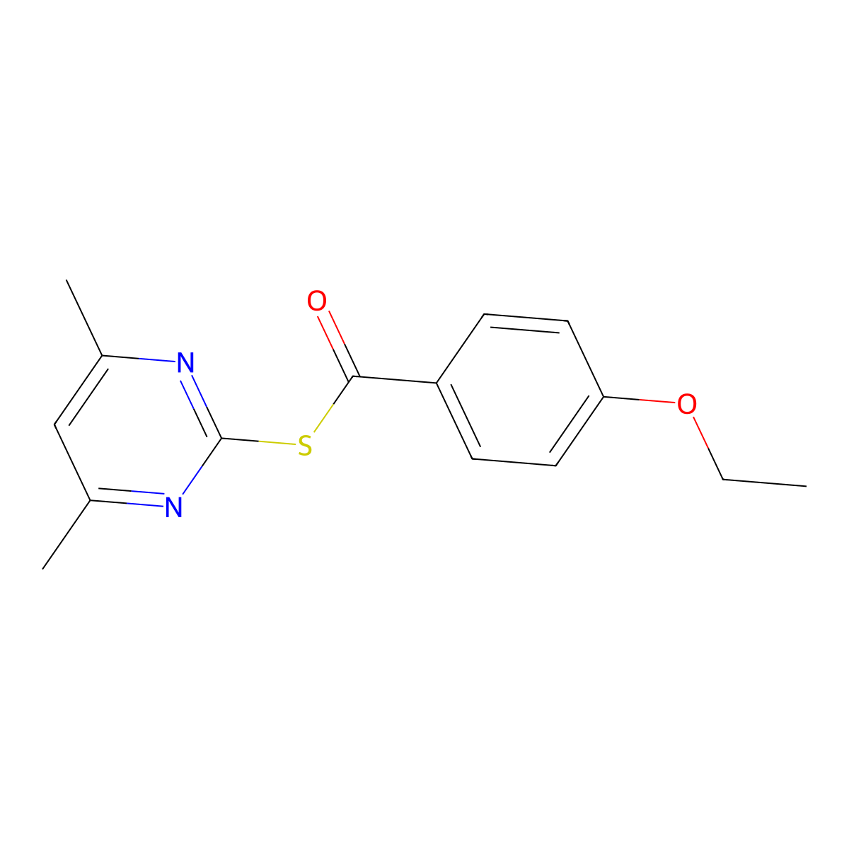 S-(4,6-dimethylpyrimidin-2-yl) 4-ethoxybenzenecarbothioate molecular structure, CAS 328022-64-6