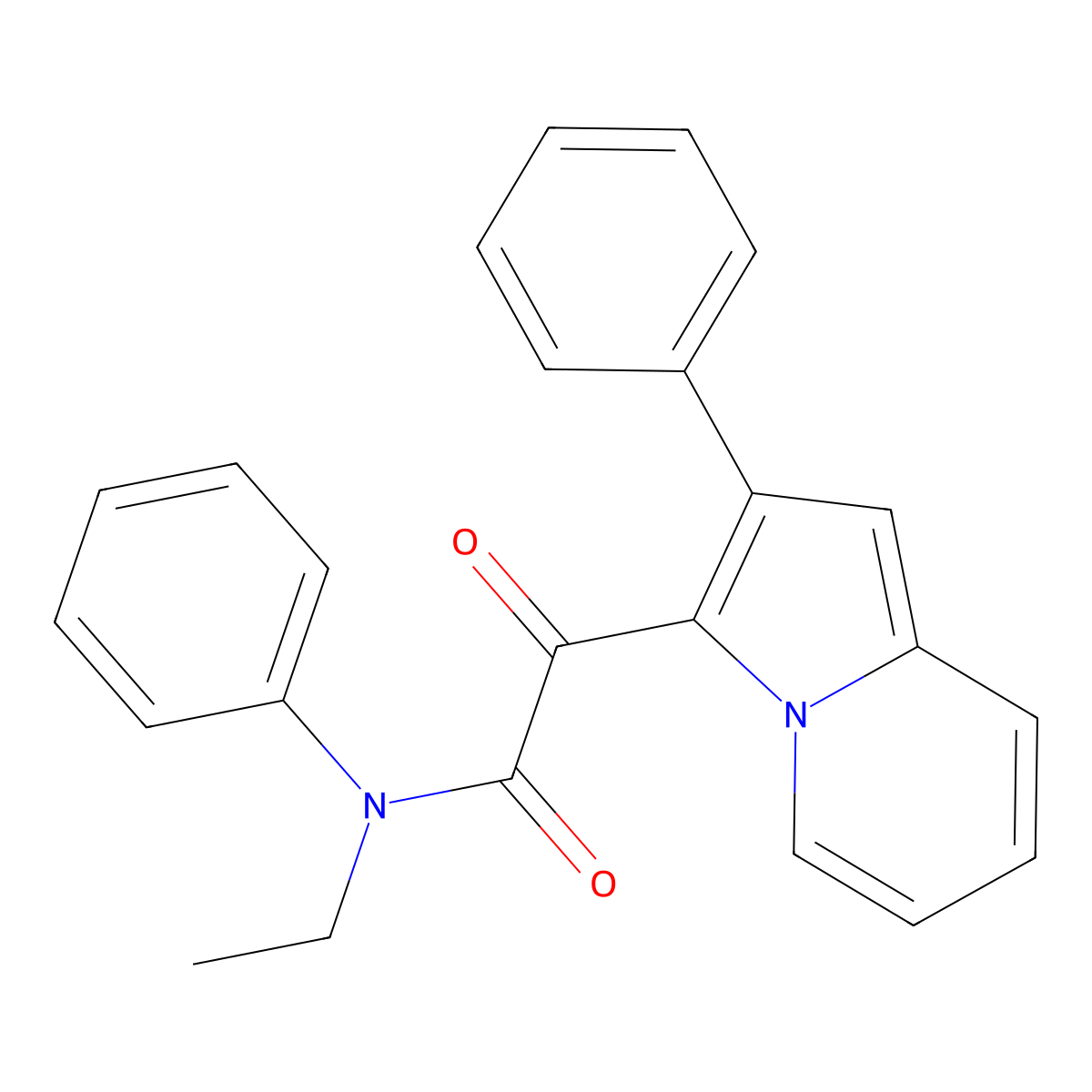 N-ethyl-2-oxo-N-phenyl-2-(2-phenylindolizin-3-yl)acetamide molecular structure, CAS 328022-83-9
