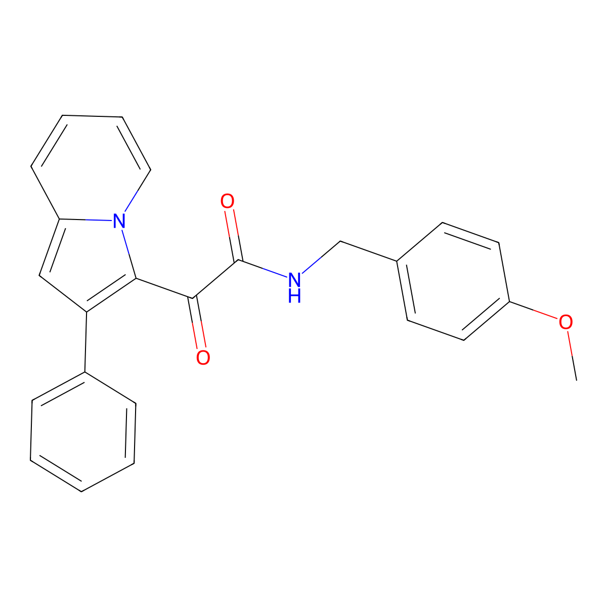 N-[(4-methoxyphenyl)methyl]-2-oxo-2-(2-phenylindolizin-3-yl)acetamide molecular structure, CAS 328022-88-4