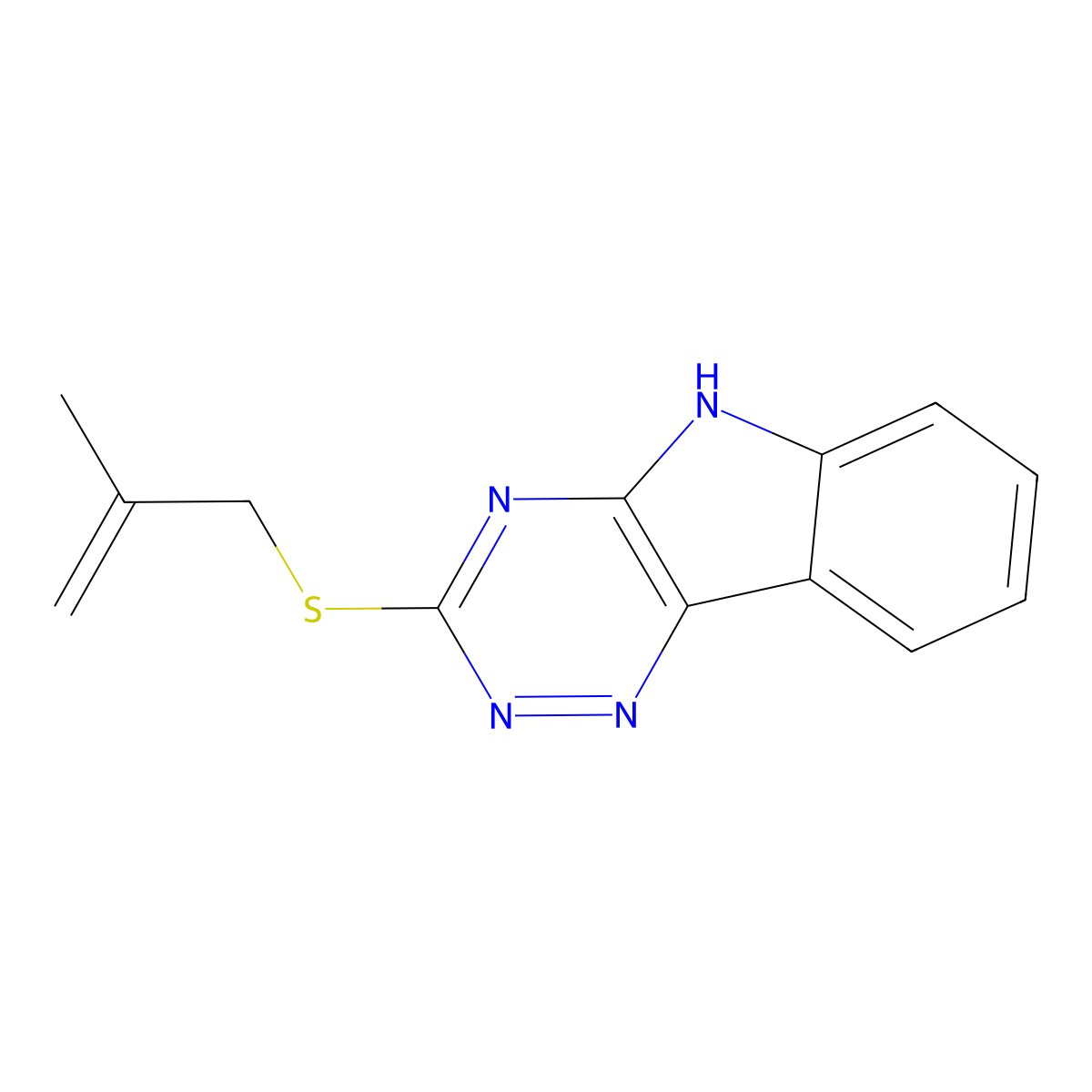 3-((2-methylallyl)thio)-5H-[1,2,4]triazino[5,6-b]indole molecular structure, CAS 328023-11-6