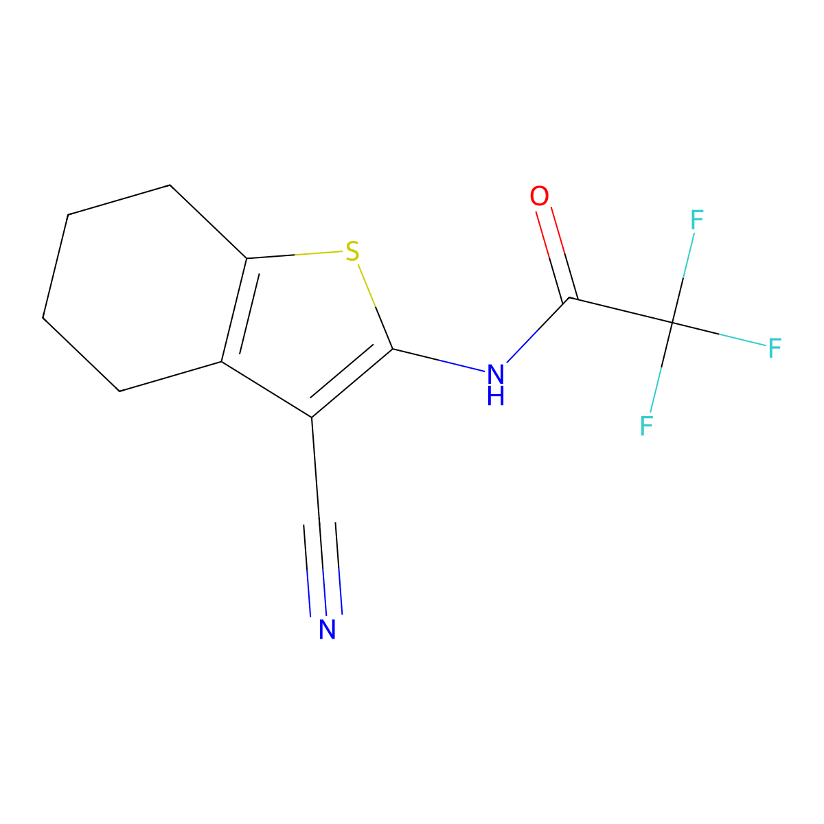 N-(3-cyano-4,5,6,7-tetrahydro-1-benzothiophen-2-yl)-2,2,2-trifluoroacetamide molecular structure, CAS 328023-39-8