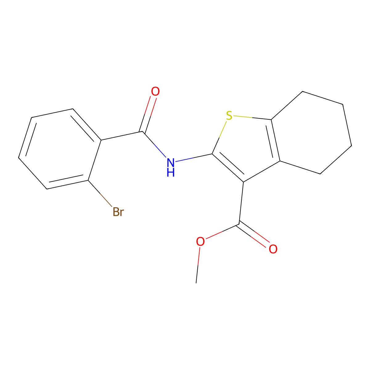 Methyl 2-[(2-bromobenzoyl)amino]-4,5,6,7-tetrahydro-1-benzothiophene-3-carboxylate molecular structure, CAS 328023-54-7
