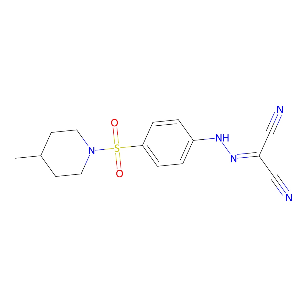 2-({4-[(4-Methyl-1-piperidinyl)sulfonyl]phenyl}hydrazono)malononitrile molecular structure, CAS 328025-24-7