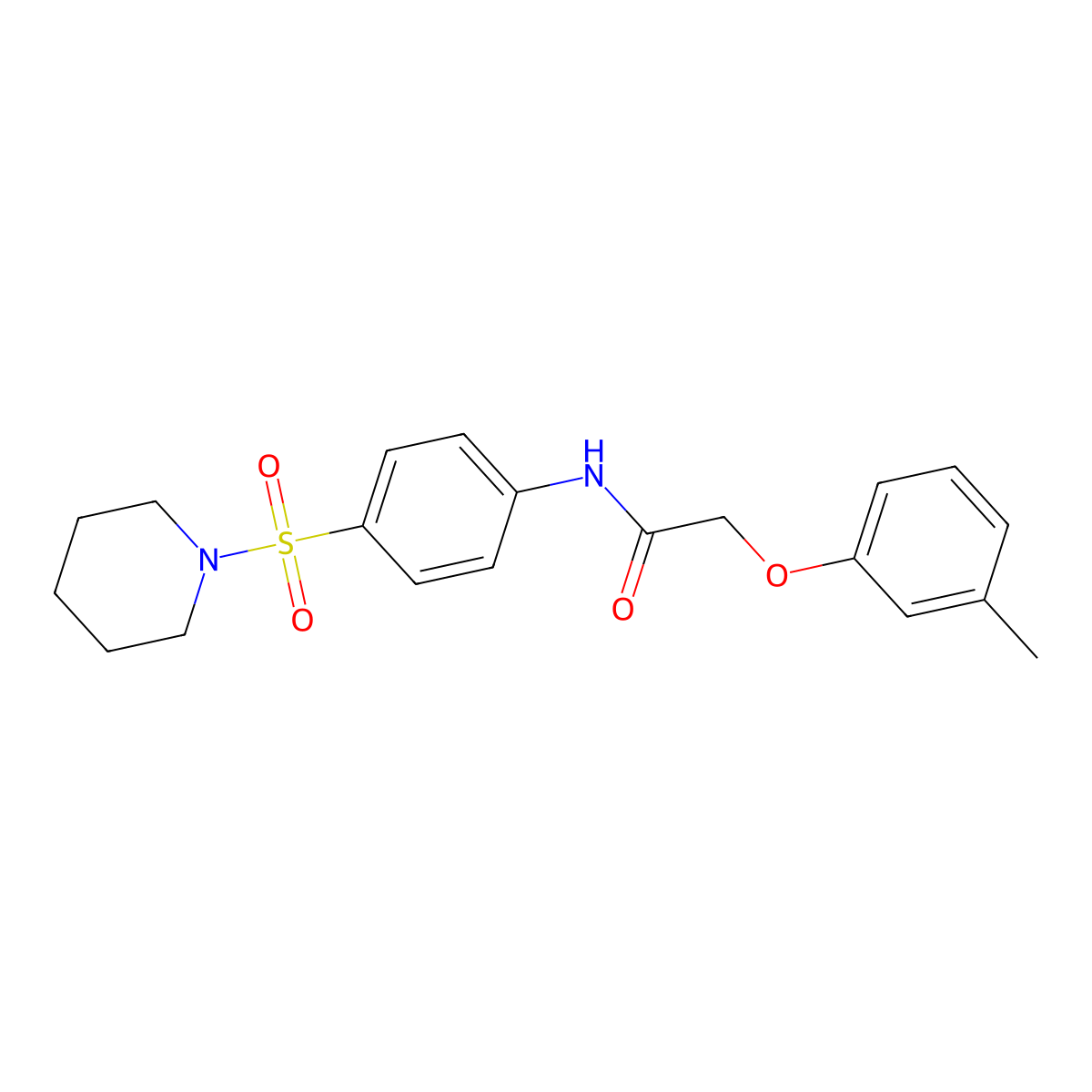 2-(3-methylphenoxy)-N-[4-(1-piperidinylsulfonyl)phenyl]acetamide molecular structure, CAS 328025-31-6