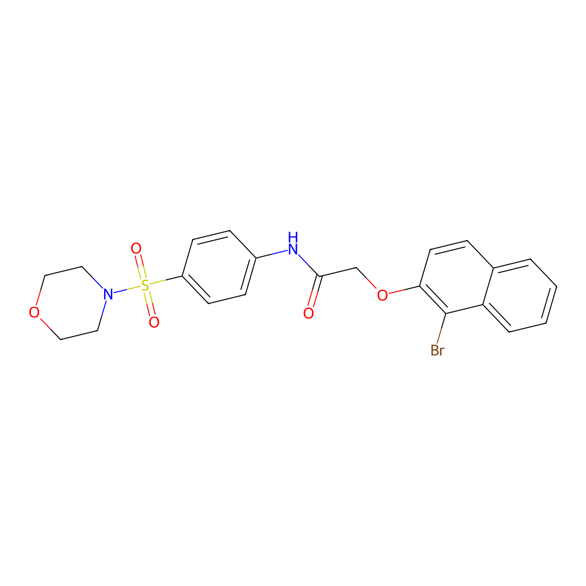2-(1-bromonaphthalen-2-yl)oxy-N-(4-morpholin-4-ylsulfonylphenyl)acetamide molecular structure, CAS 328025-33-8