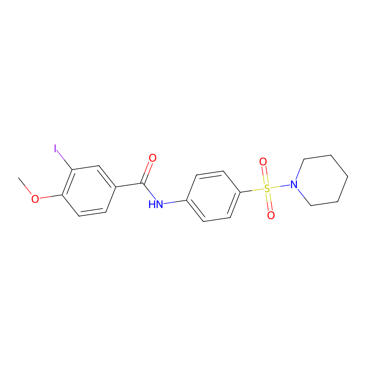 3-iodo-4-methoxy-N-[4-(1-piperidinylsulfonyl)phenyl]benzamide molecular structure, CAS 328025-35-0