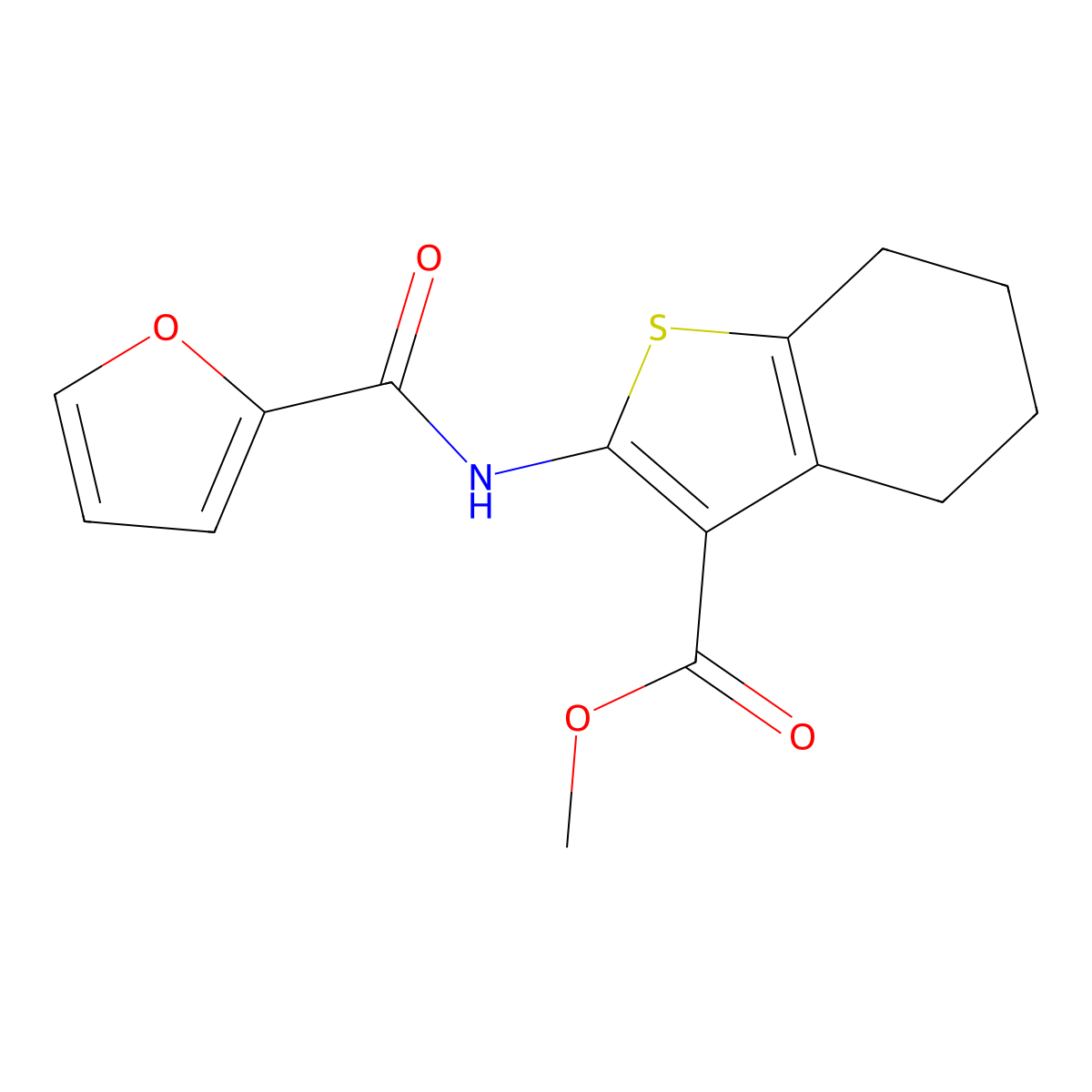 Methyl 2-[(furan-2-ylcarbonyl)amino]-4,5,6,7-tetrahydro-1-benzothiophene-3-carboxylate molecular structure, CAS 328025-36-1