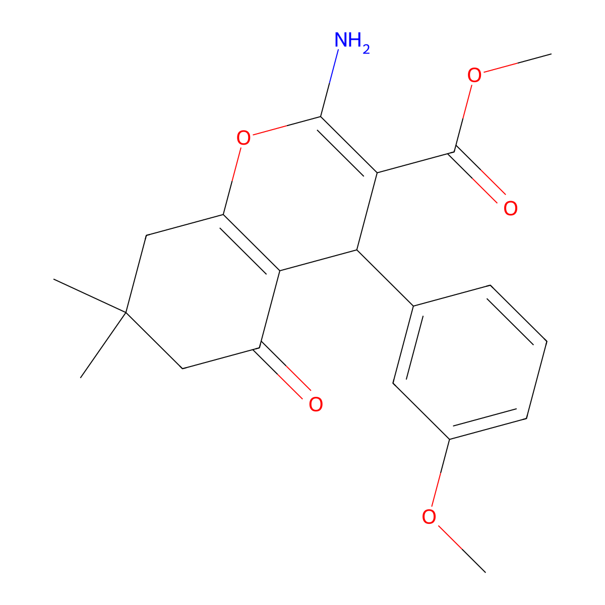 methyl 2-amino-4-(3-methoxyphenyl)-7,7-dimethyl-5-oxo-5,6,7,8-tetrahydro-4H-chromene-3-carboxylate molecular structure, CAS 328025-40-7