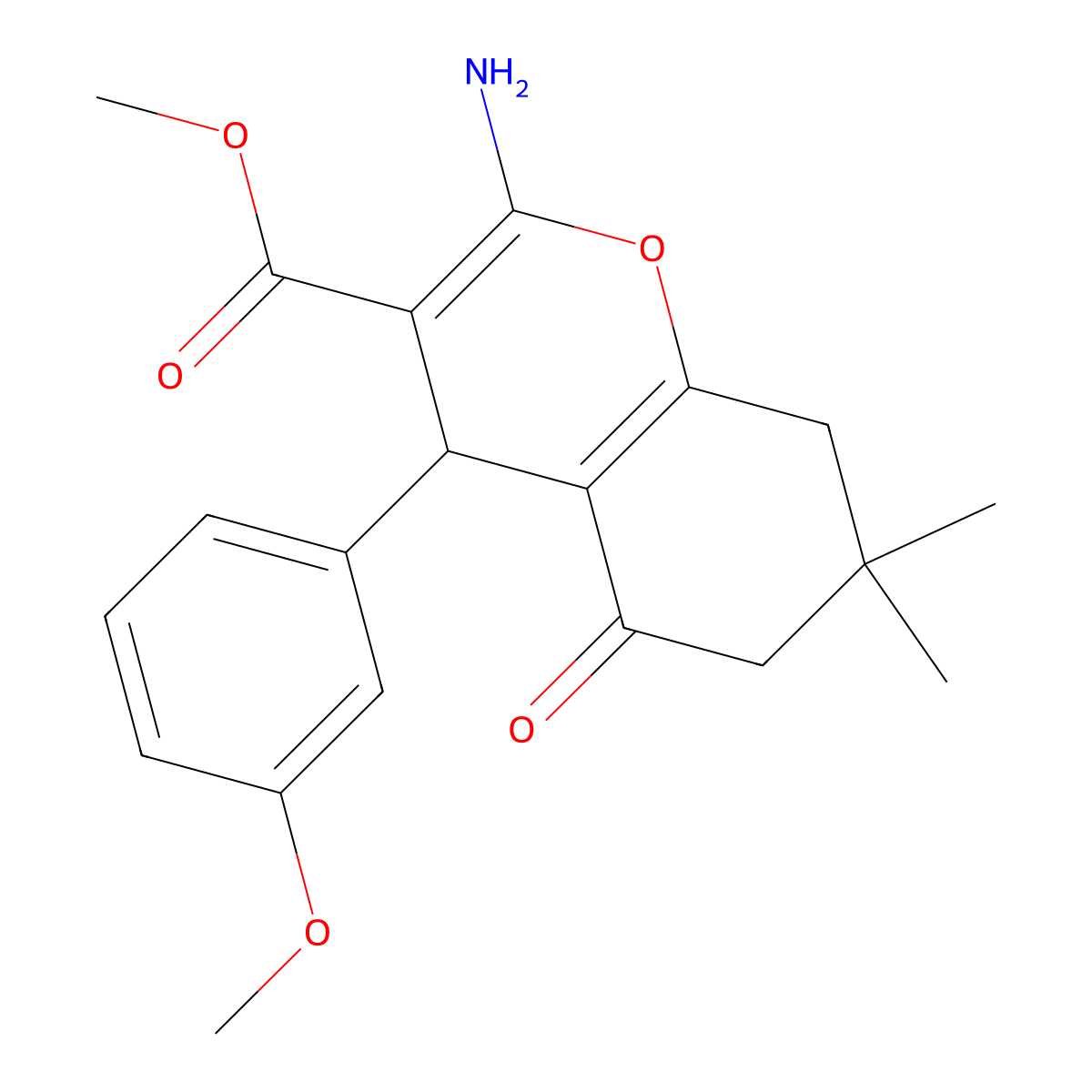 methyl 2-amino-4-(3-methoxyphenyl)-7,7-dimethyl-5-oxo-5,6,7,8-tetrahydro-4H-chromene-3-carboxylate molecular structure, CAS 328025-40-7