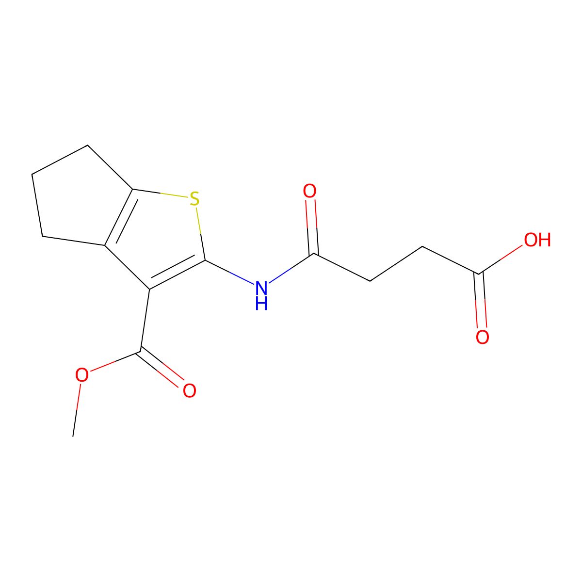 4-((3-(methoxycarbonyl)-5,6-dihydro-4H-cyclopenta[b]thiophen-2-yl)amino)-4-oxobutanoic acid molecular structure, CAS 328025-47-4