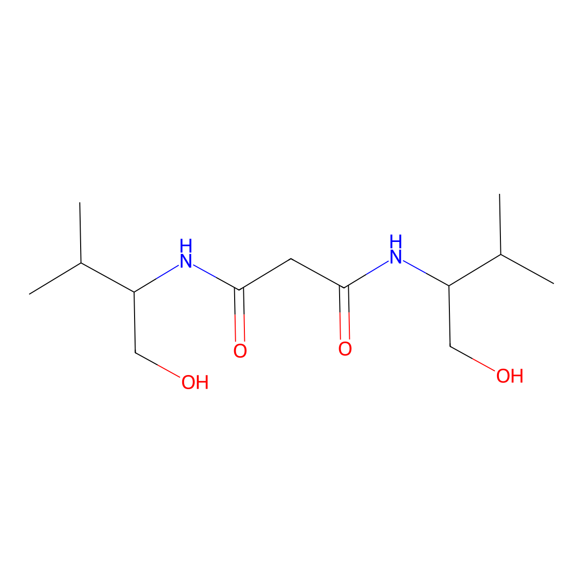 N,N'-bis(1-hydroxy-3-methylbutan-2-yl)propanediamide molecular structure, CAS 328025-48-5