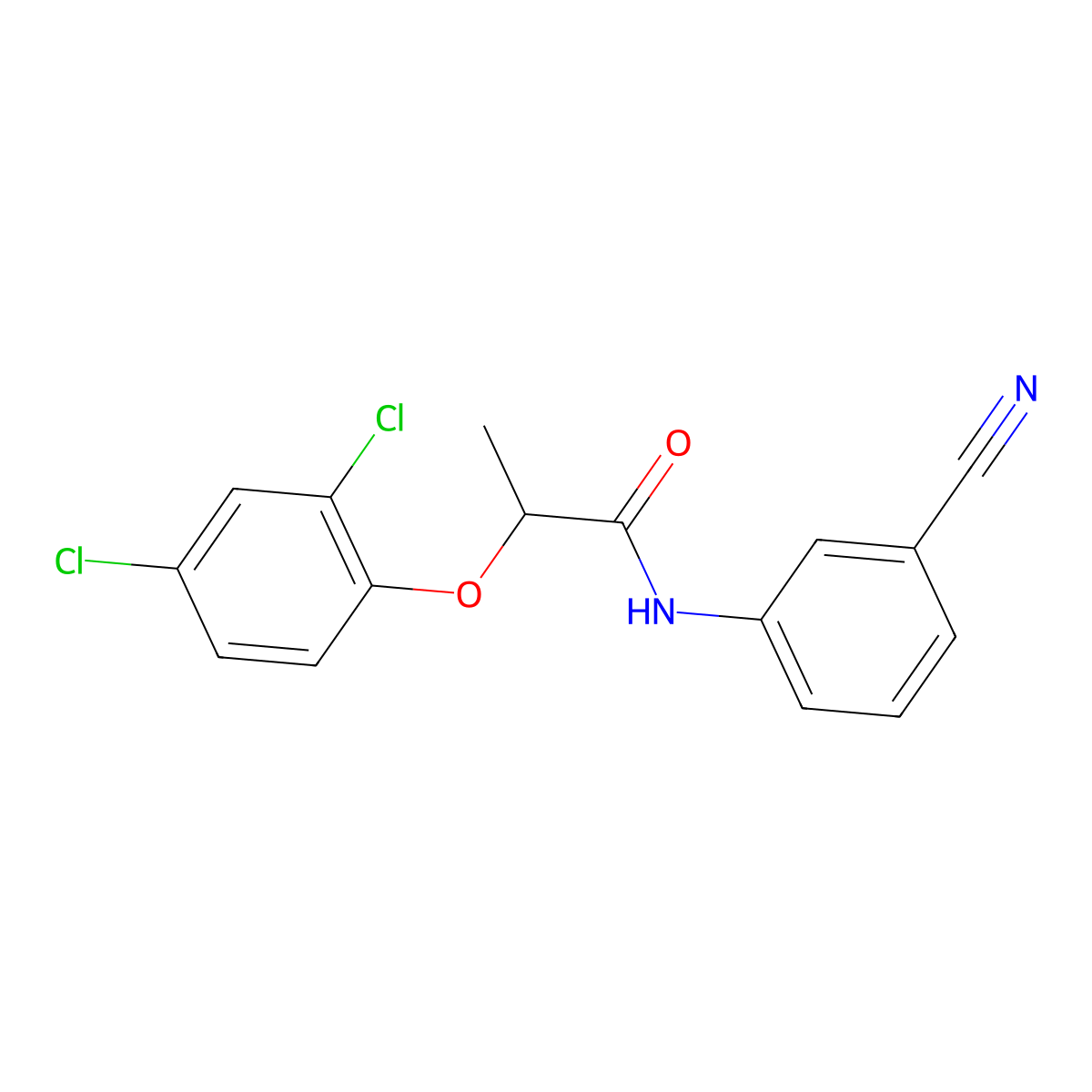 N-(3-cyanophenyl)-2-(2,4-dichlorophenoxy)propanamide molecular structure, CAS 328026-41-1