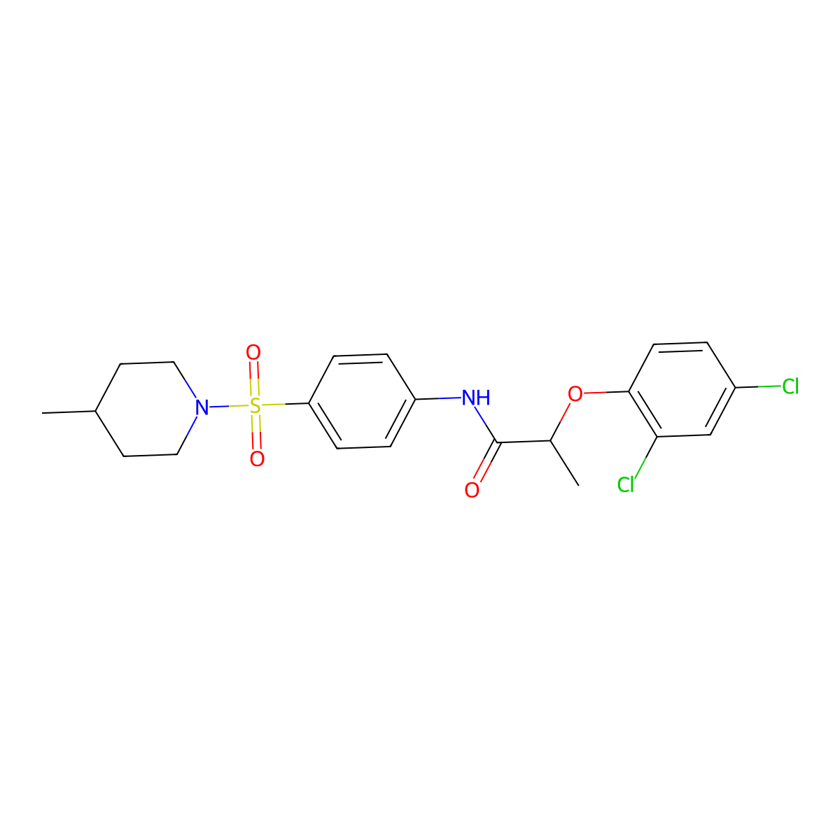2-(2,4-dichlorophenoxy)-N-{4-[(4-methylpiperidin-1-yl)sulfonyl]phenyl}propanamide molecular structure, CAS 328026-43-3