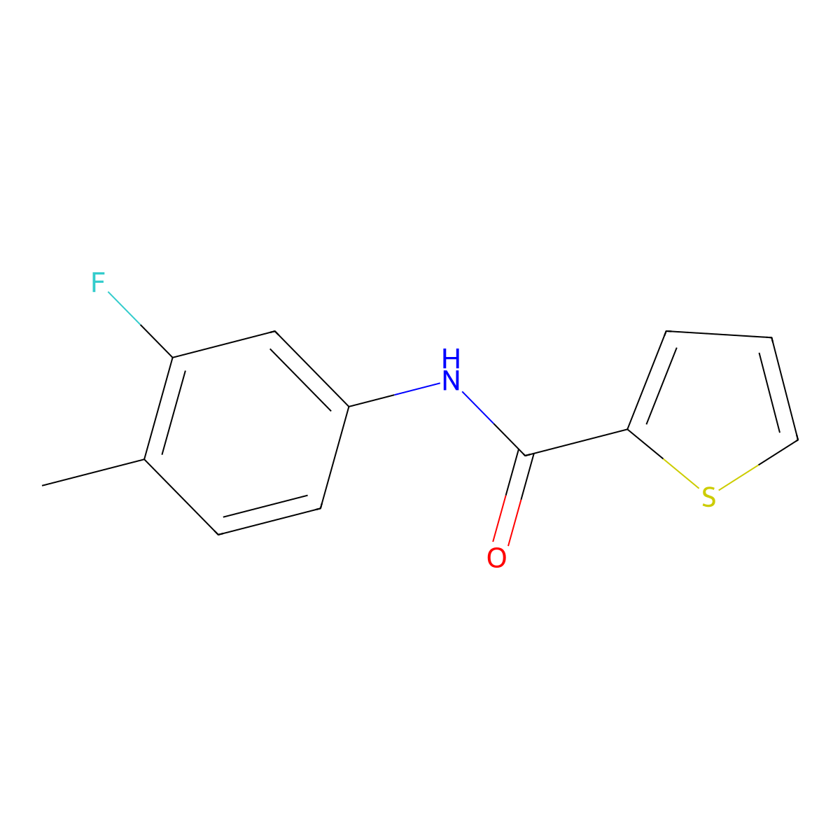 N-(3-fluoro-4-methylphenyl)thiophene-2-carboxamide molecular structure, CAS 328026-89-7