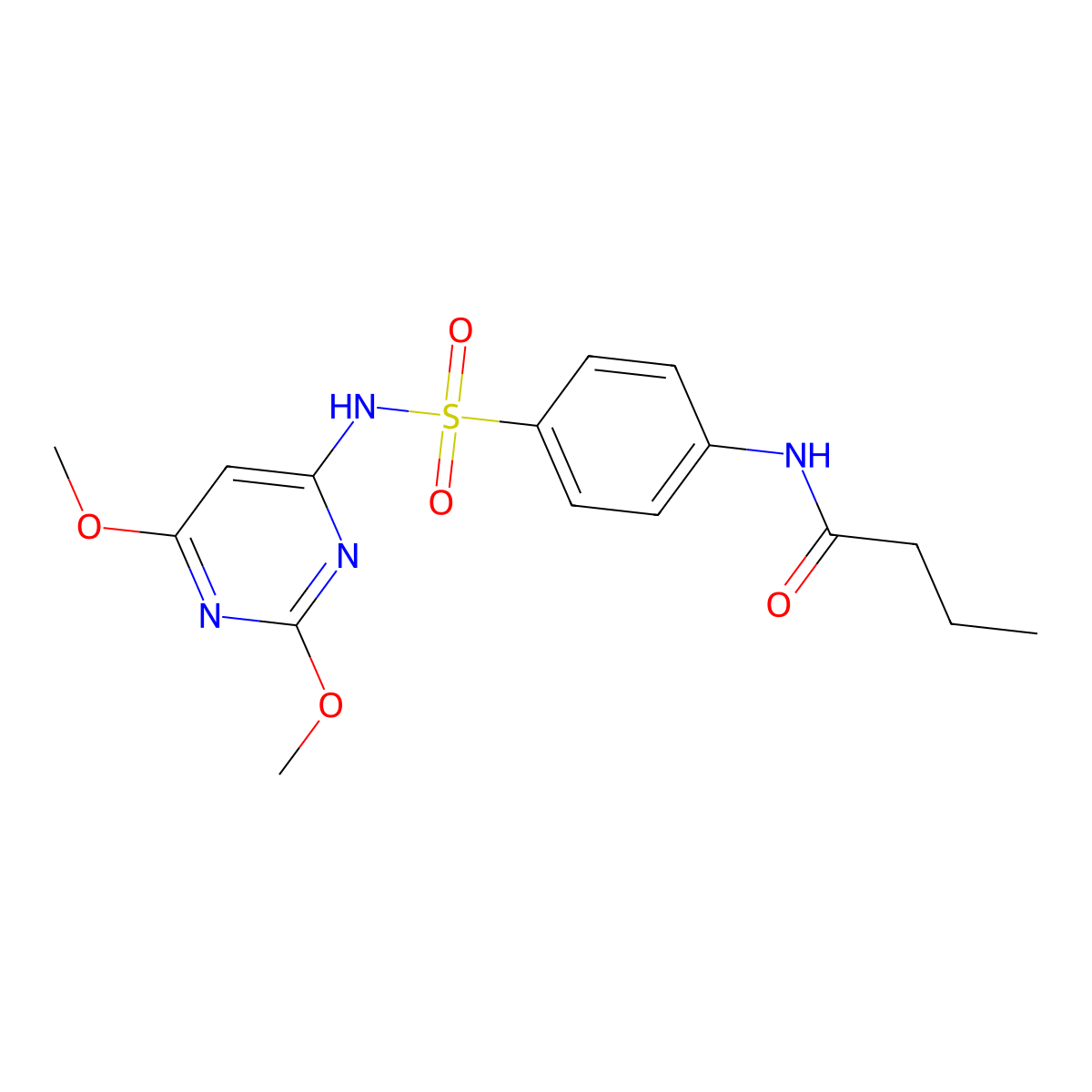 N-[4-[(2,6-dimethoxy-4-pyrimidinyl)sulfamoyl]phenyl]butanamide molecular structure, CAS 328027-03-8