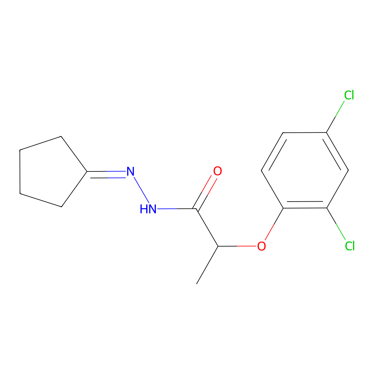 N'-cyclopentylidene-2-(2,4-dichlorophenoxy)propanohydrazide molecular structure, CAS 328027-32-3