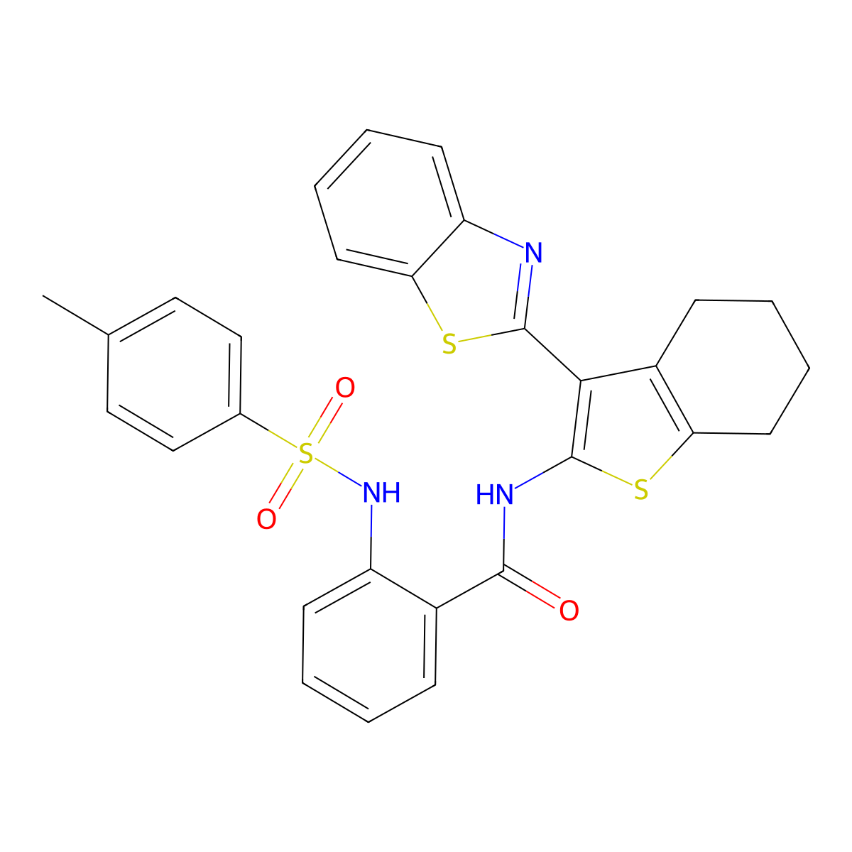 N-[3-(1,3-benzothiazol-2-yl)-4,5,6,7-tetrahydro-1-benzothiophen-2-yl]-2-[(4-methylphenyl)sulfonylamino]benzamide molecular structure, CAS 328027-75-4