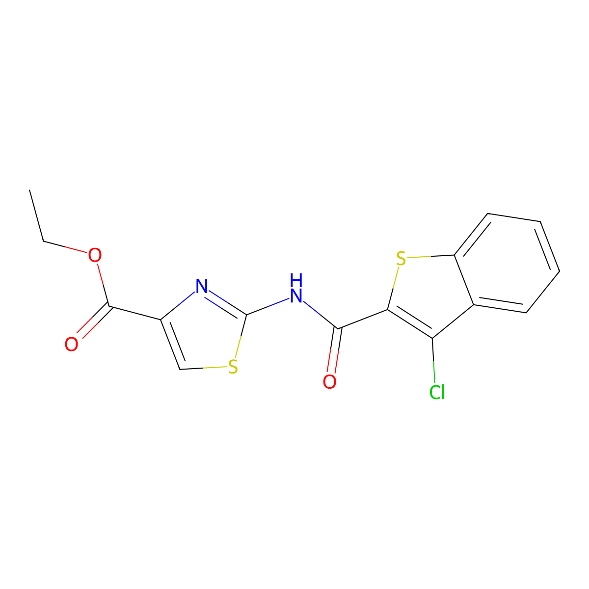 Ethyl 2-(3-chlorobenzo[b]thiophene-2-carboxamido)thiazole-4-carboxylate molecular structure, CAS 328027-77-6