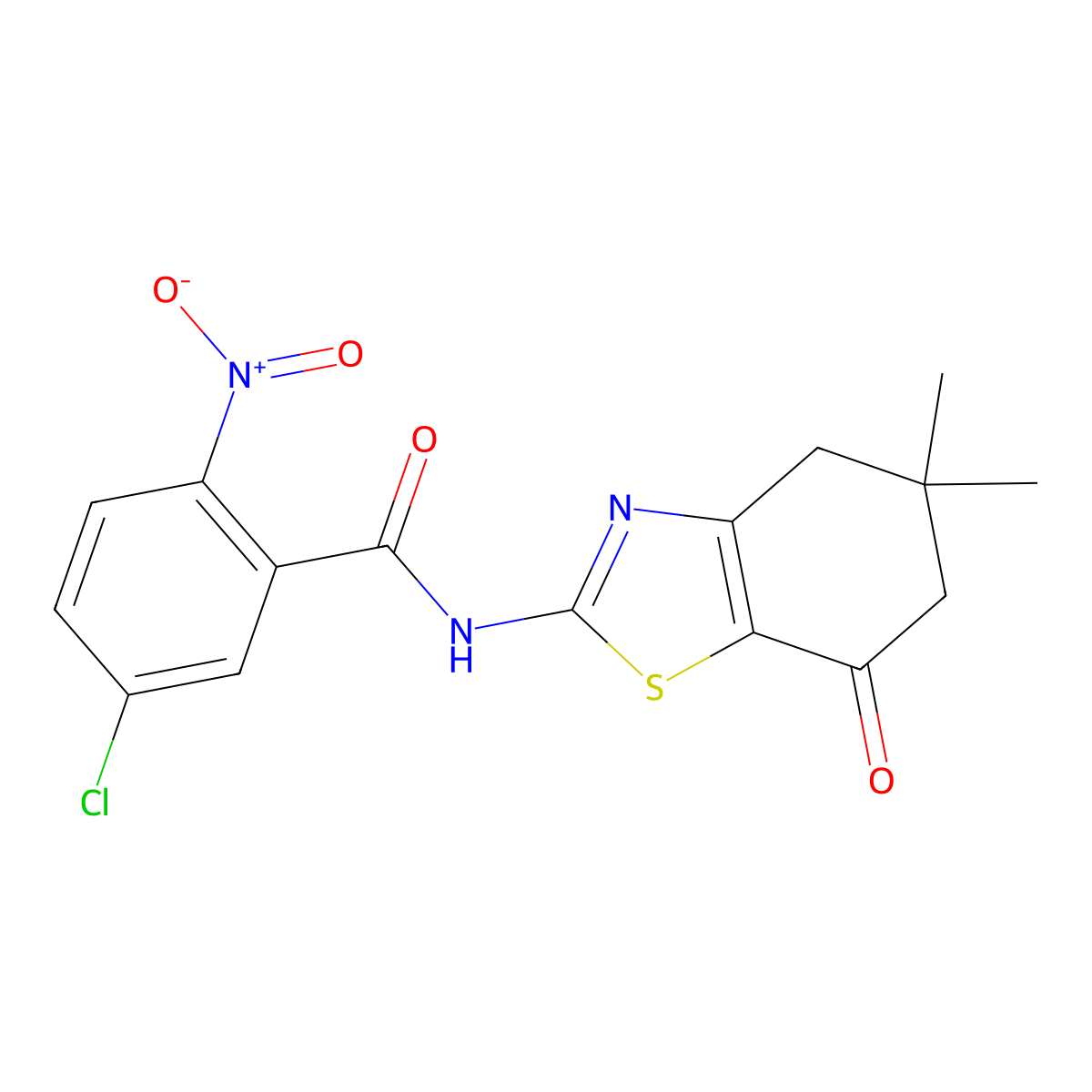 5-chloro-N-(5,5-dimethyl-7-oxo-4,5,6,7-tetrahydrobenzo[d]thiazol-2-yl)-2-nitrobenzamide molecular structure, CAS 328027-80-1