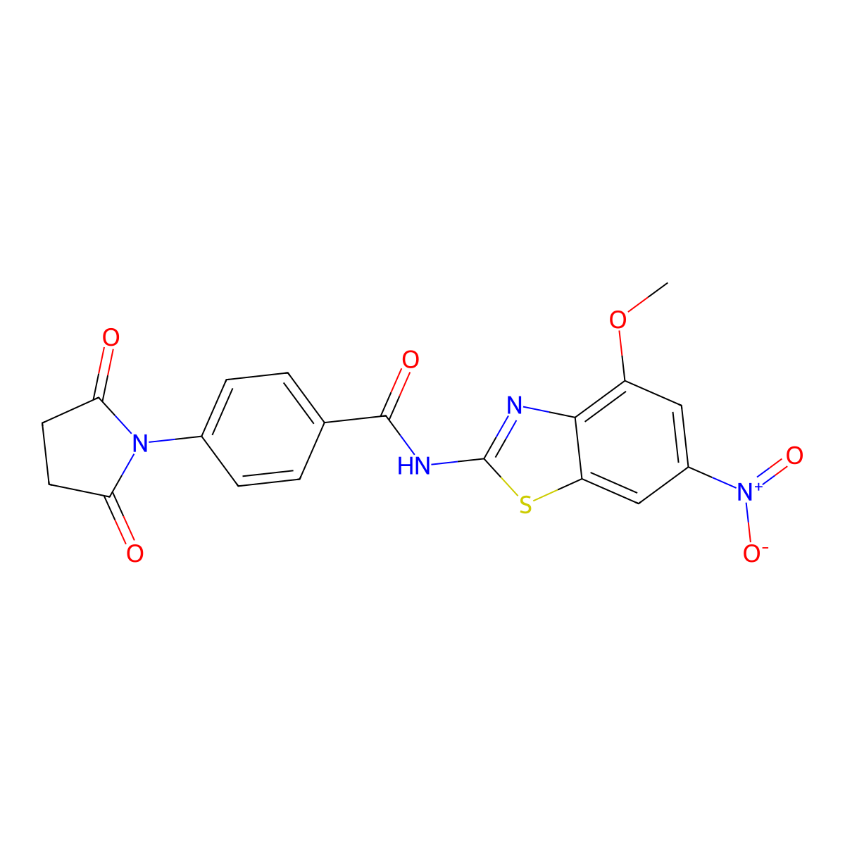 4-(2,5-dioxopyrrolidin-1-yl)-N-(4-methoxy-6-nitro-1,3-benzothiazol-2-yl)benzamide molecular structure, CAS 328027-82-3