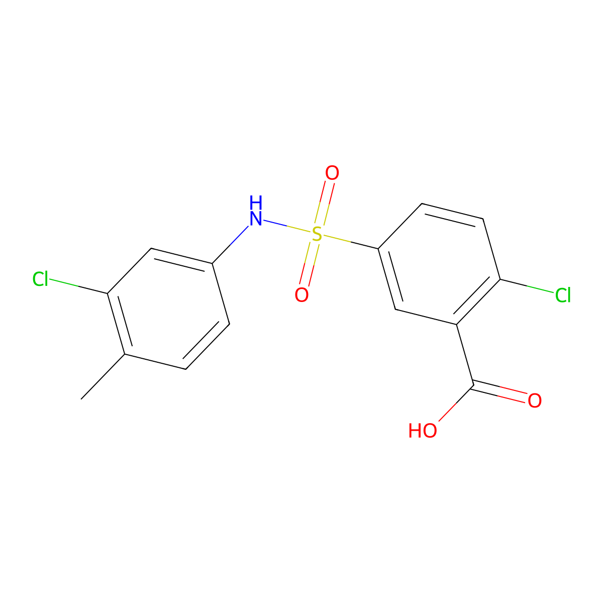 2-Chloro-5-[(3-chloro-4-methylphenyl)sulfamoyl]benzoic acid molecular structure, CAS 328028-05-3
