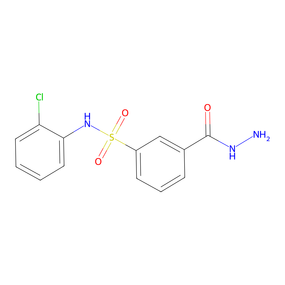 N-(2-chlorophenyl)-3-(hydrazinecarbonyl)benzene-1-sulfonamide molecular structure, CAS 328028-14-4