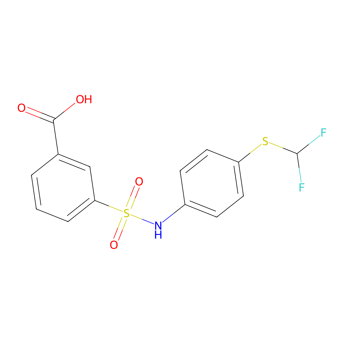 3-[[4-(difluoromethylsulfanyl)phenyl]sulfamoyl]benzoic Acid molecular structure, CAS 328028-21-3