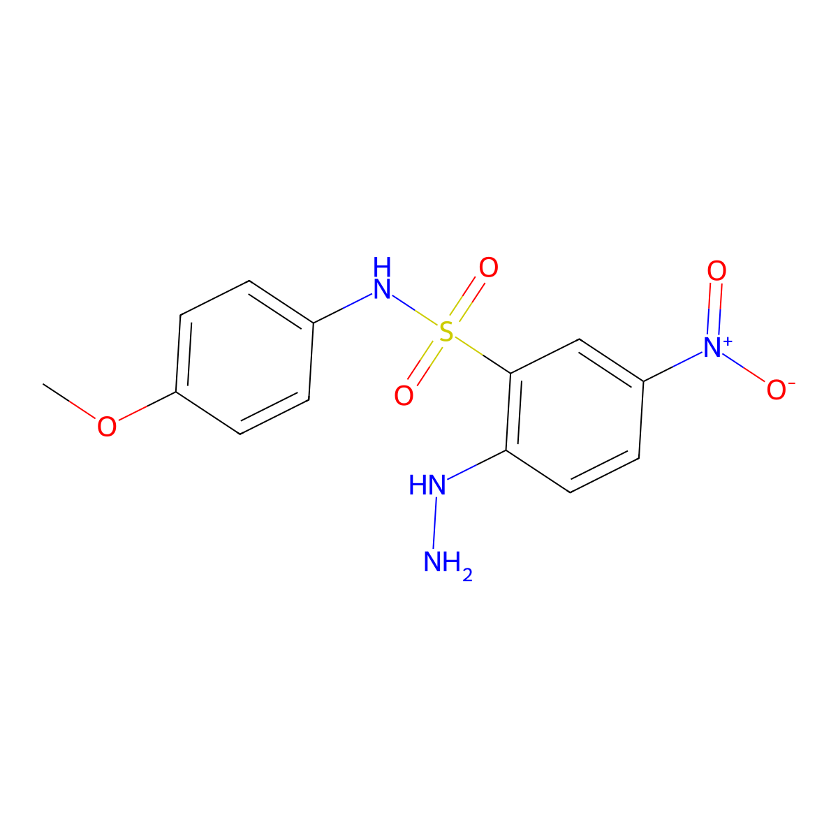 2-hydrazinyl-N-(4-methoxyphenyl)-5-nitrobenzene-1-sulfonamide molecular structure, CAS 328028-23-5